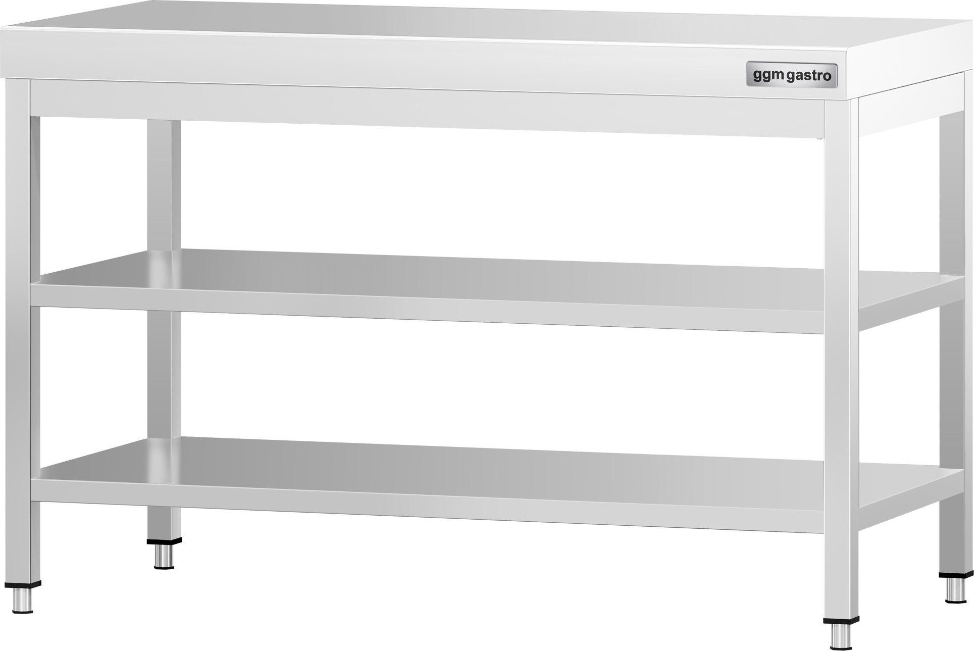 Nerezový pracovní stůl PREMIUM - 1200x800 mm - se spodní policí & mezipolicí