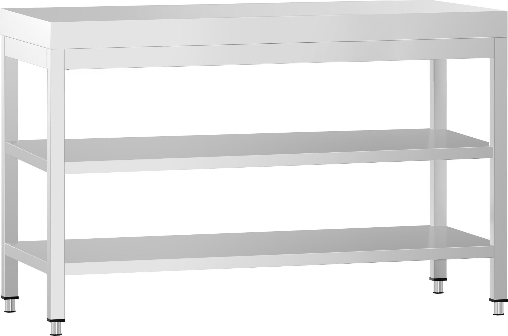 Nerezový pracovní stůl PREMIUM - 1200x800 mm - se spodní policí & mezipolicí