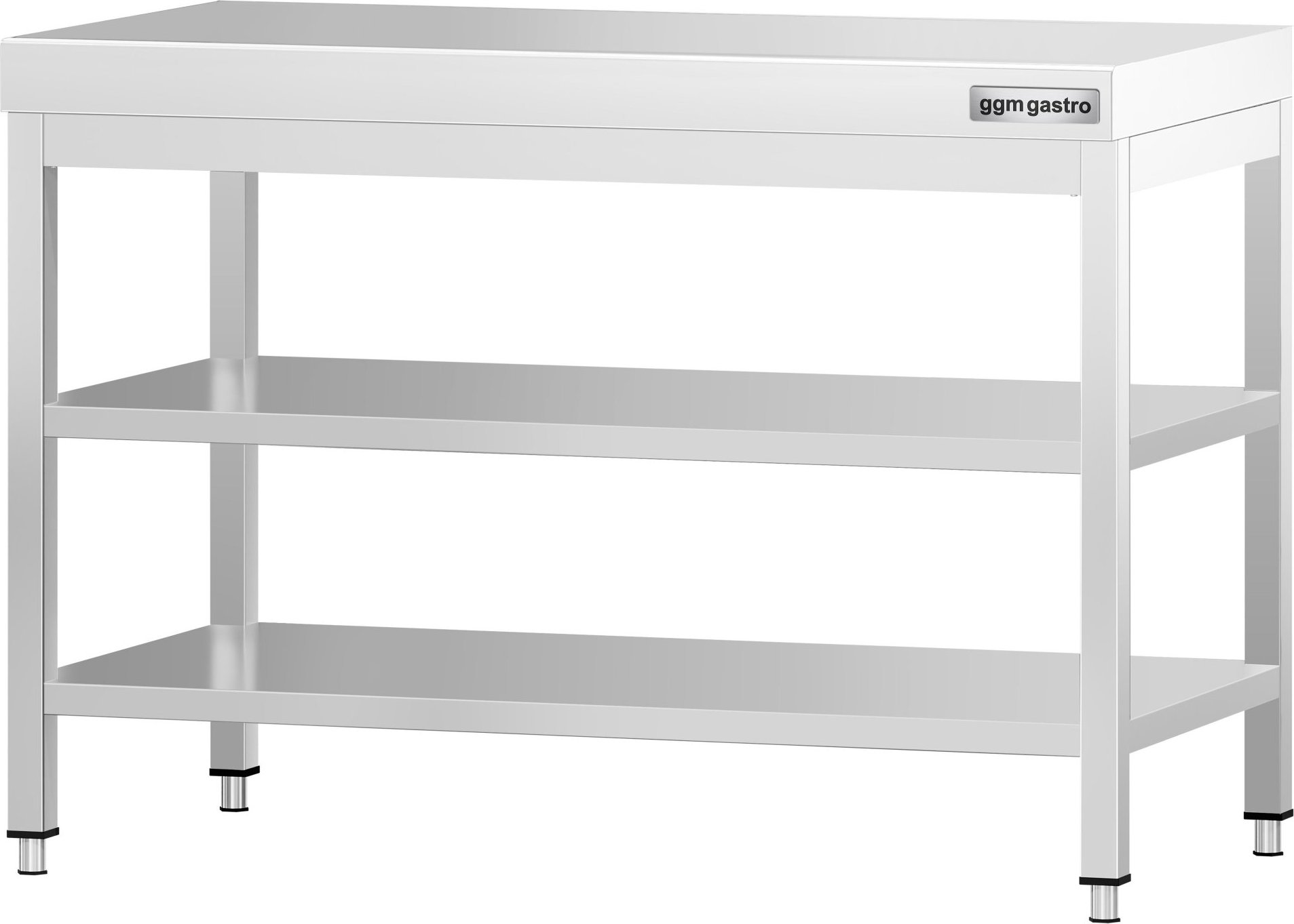 Nerezový pracovní stůl PREMIUM - 1000x600 mm - se spodní a střední policí