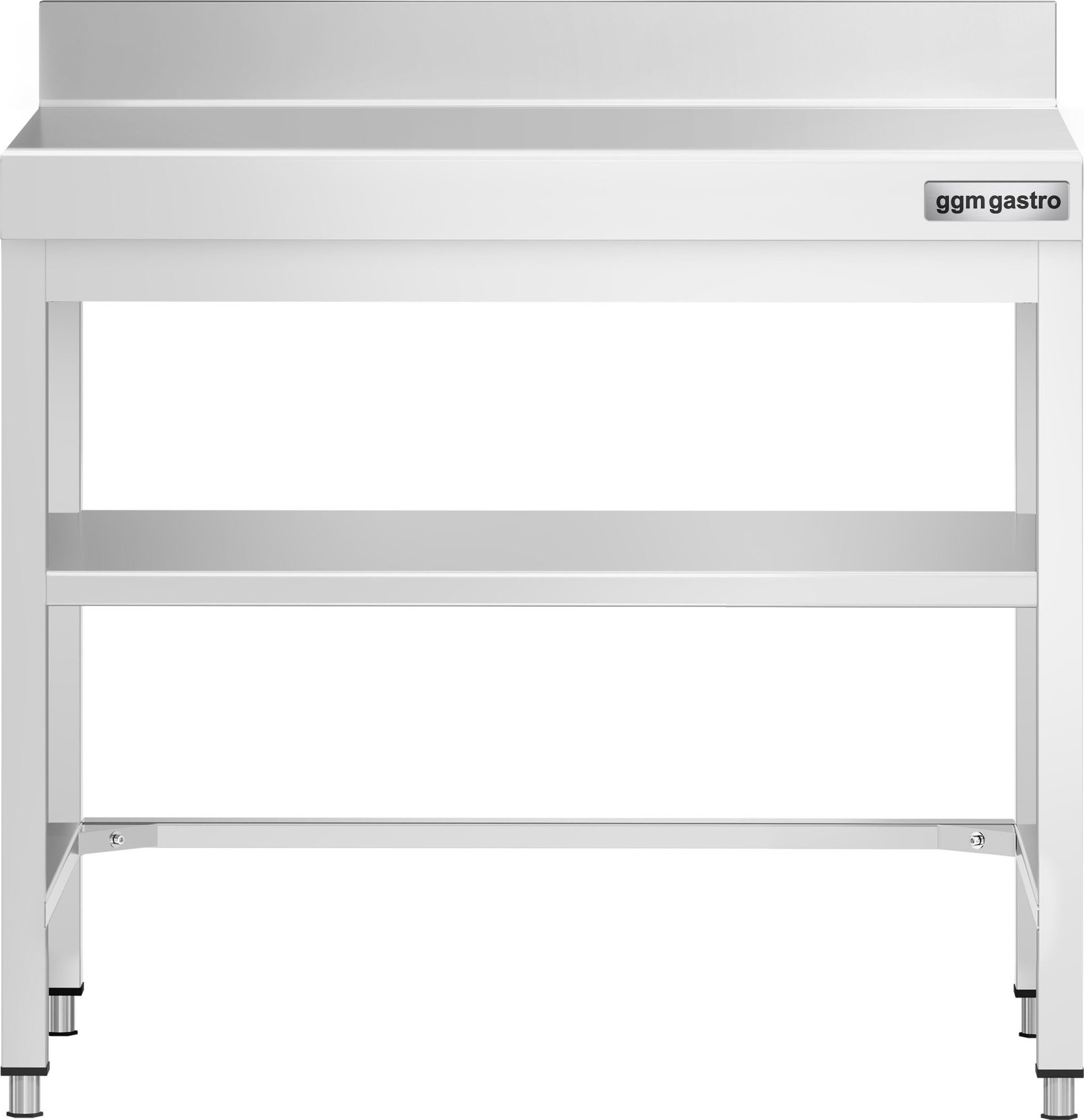 Nerezový pracovní stůl PREMIUM - 700x600 mm - se spodní policí, zadní lištou a vyztužením
