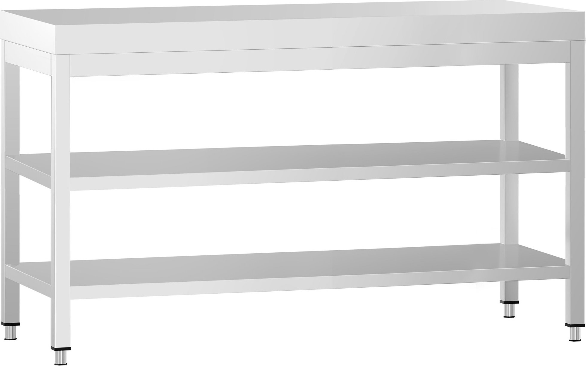 Nerezový pracovní stůl PREMIUM - 1500x600 mm - se spodní policí a střední policí
