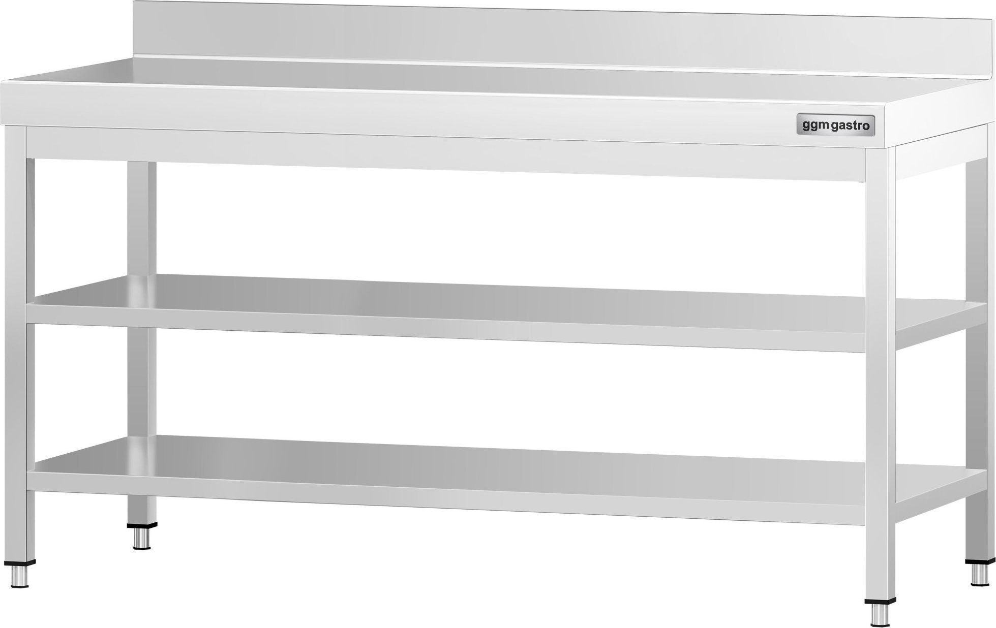 Nerezový pracovní stůl PREMIUM - 2000x600 mm - se spodní a střední policí