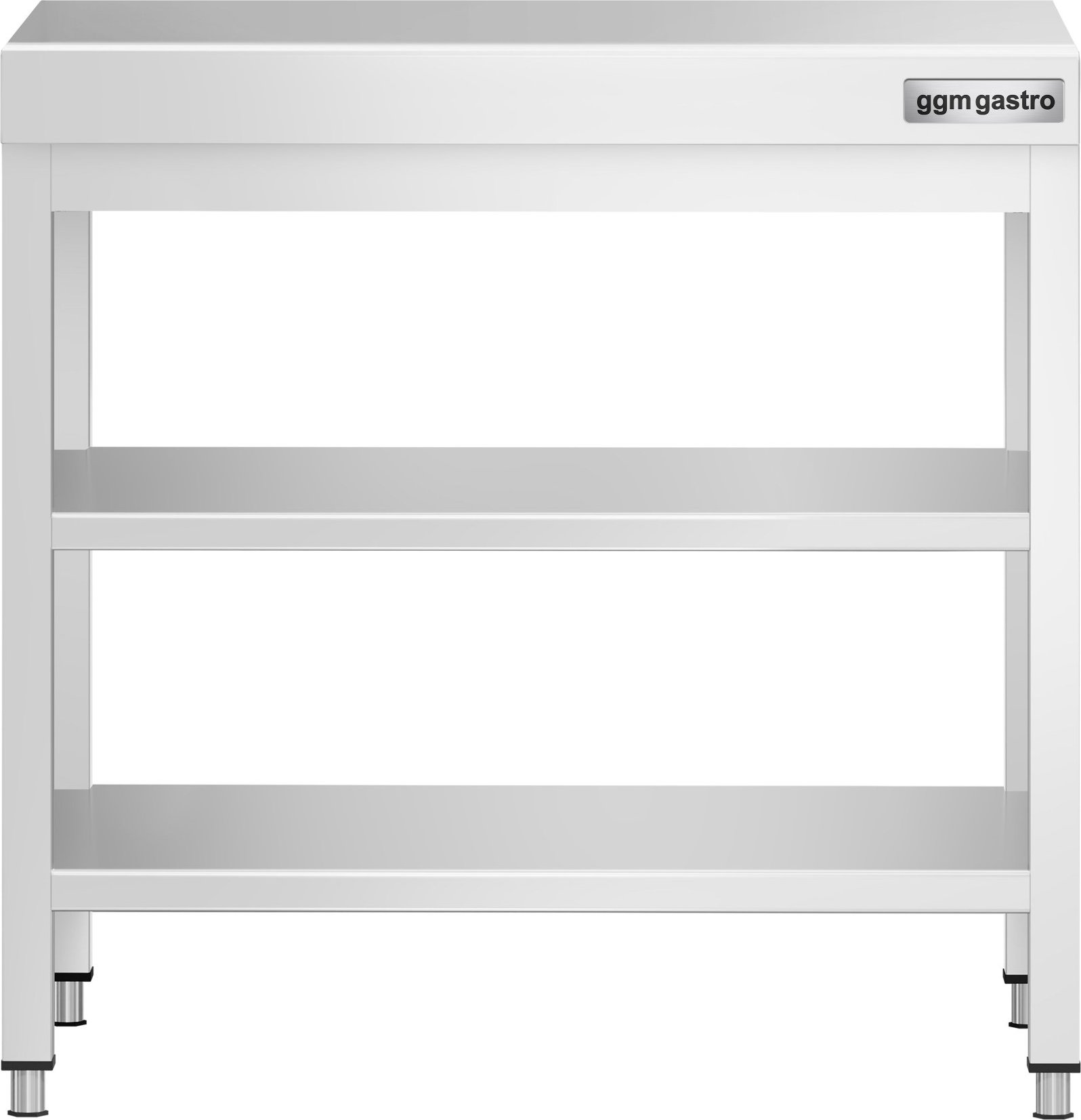 Nerezový pracovní stůl PREMIUM - 600x600 mm - se spodní a střední policí