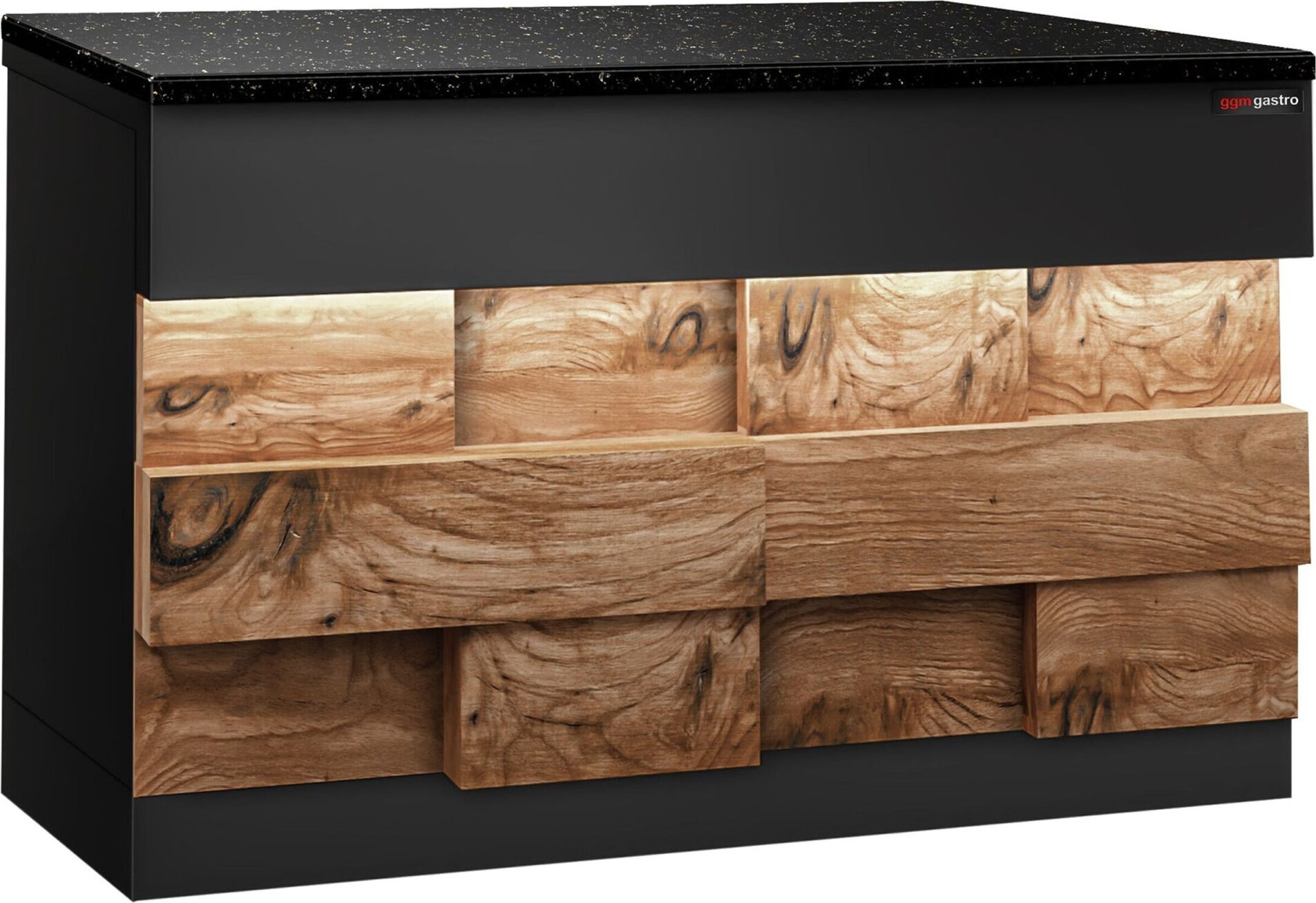 Pokladní stůl TORONTO - 1150 mm - Přední panel dřevěný - Pracovní deska z černého mramoru