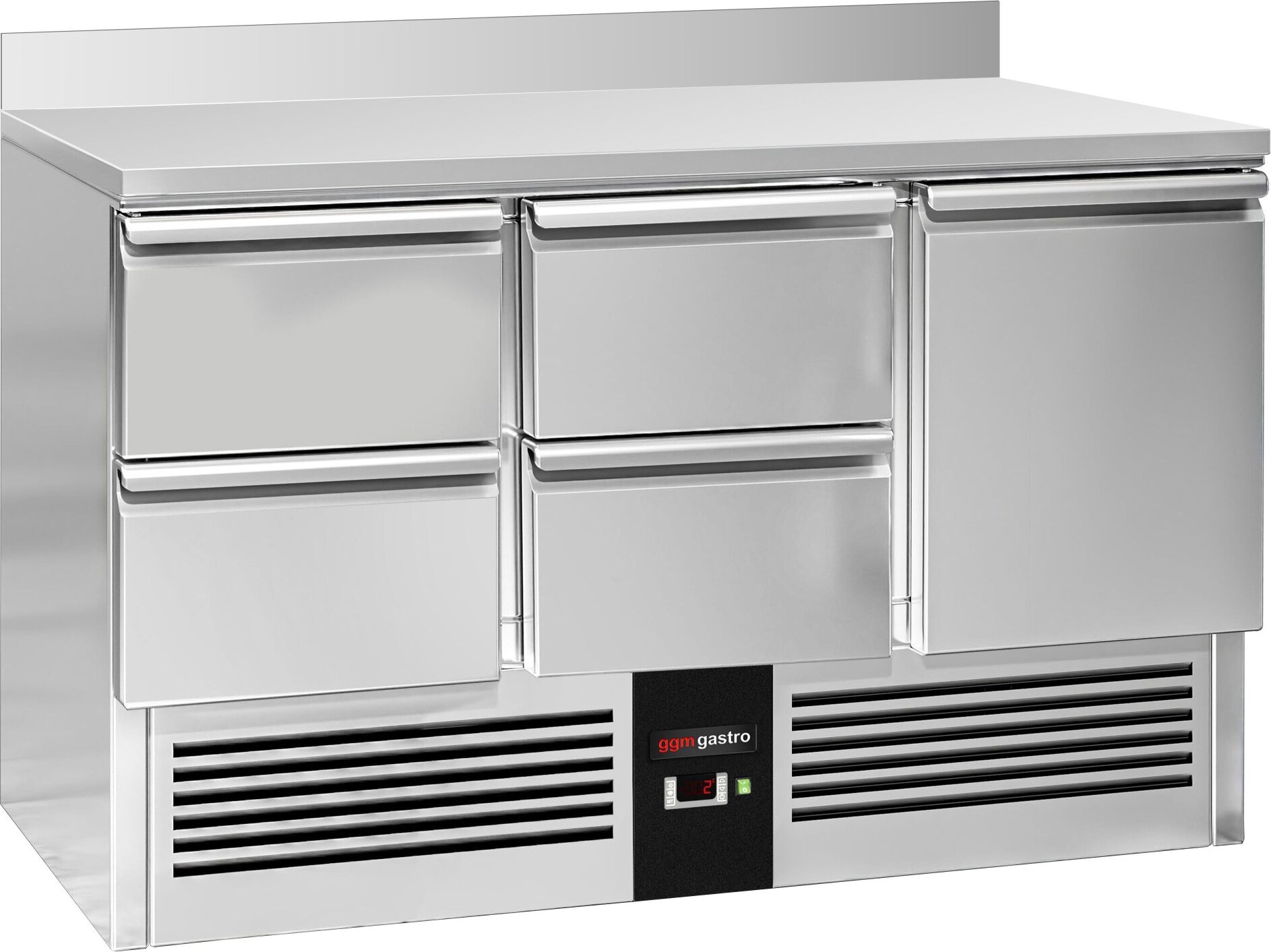 Chladicí stůl PREMIUM - 1370x700 mm - 1 dveře, 4 zásuvky - zadní lišta