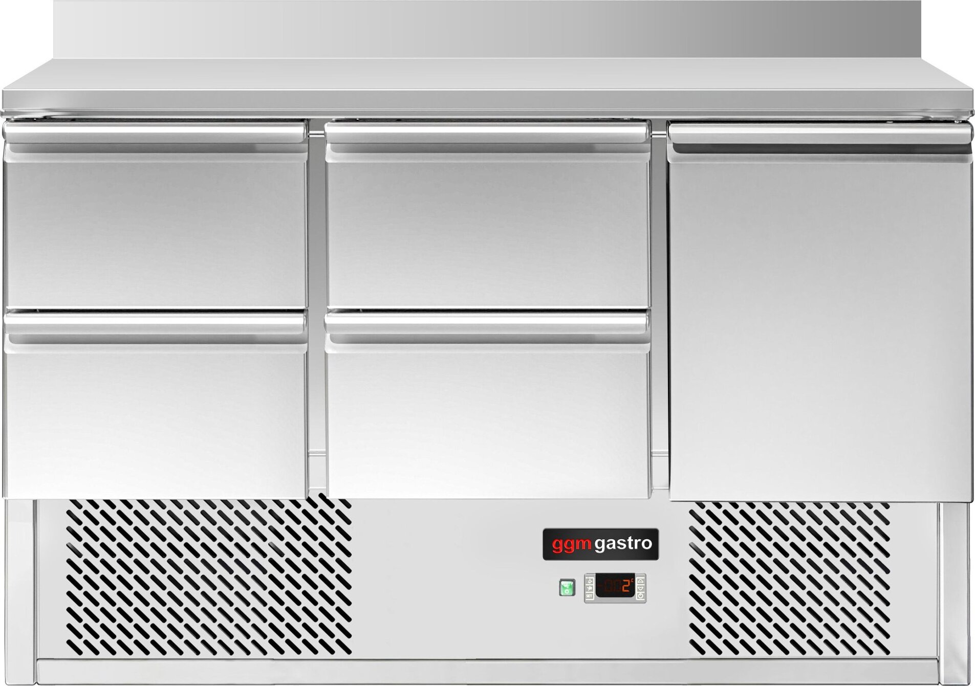 Chladicí stůl ECO - 1370x700 mm - s 1 dveřmi - 4 zásuvkami - se zadní lištou