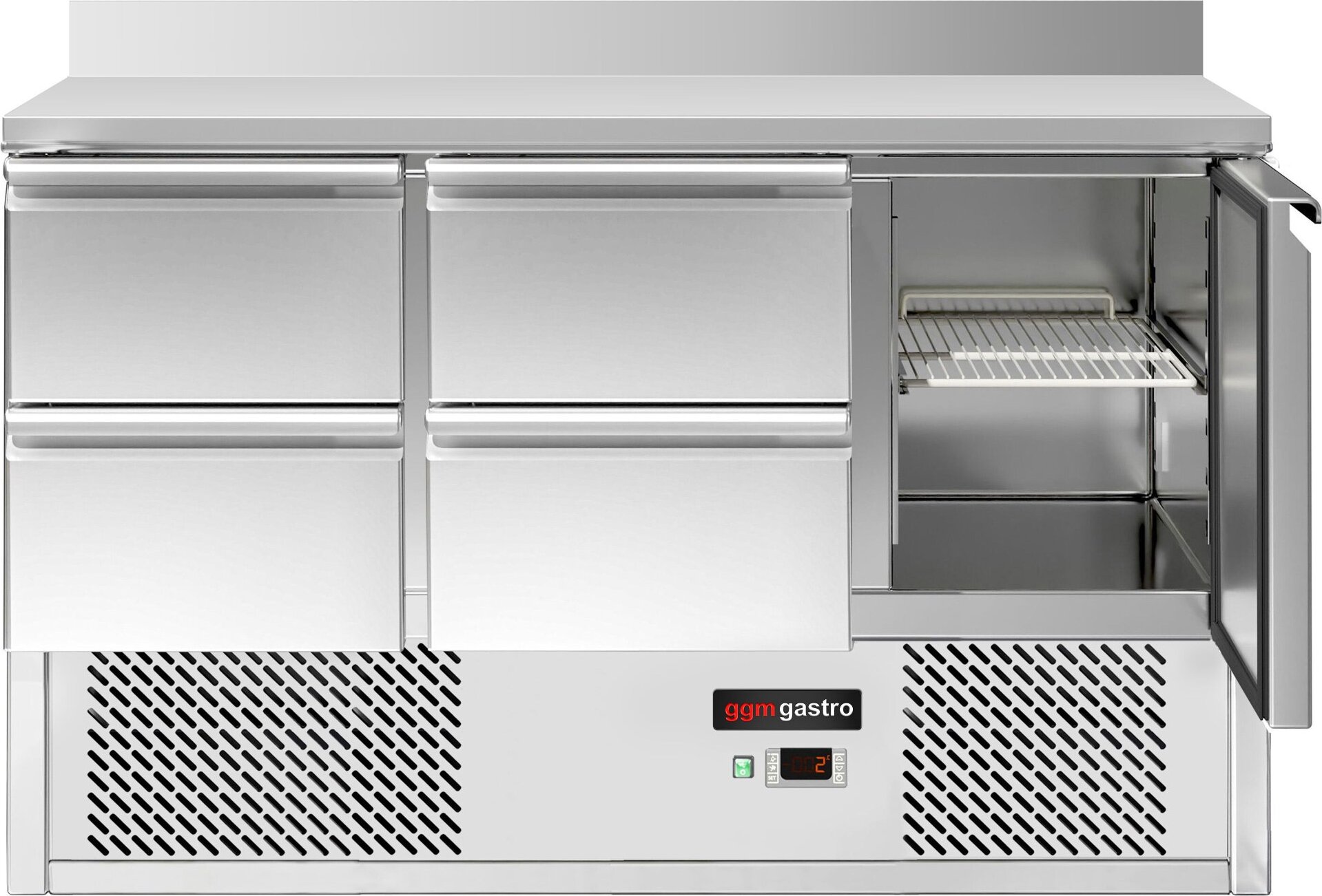 Chladicí stůl ECO - 1370x700 mm - s 1 dveřmi - 4 zásuvkami - se zadní lištou