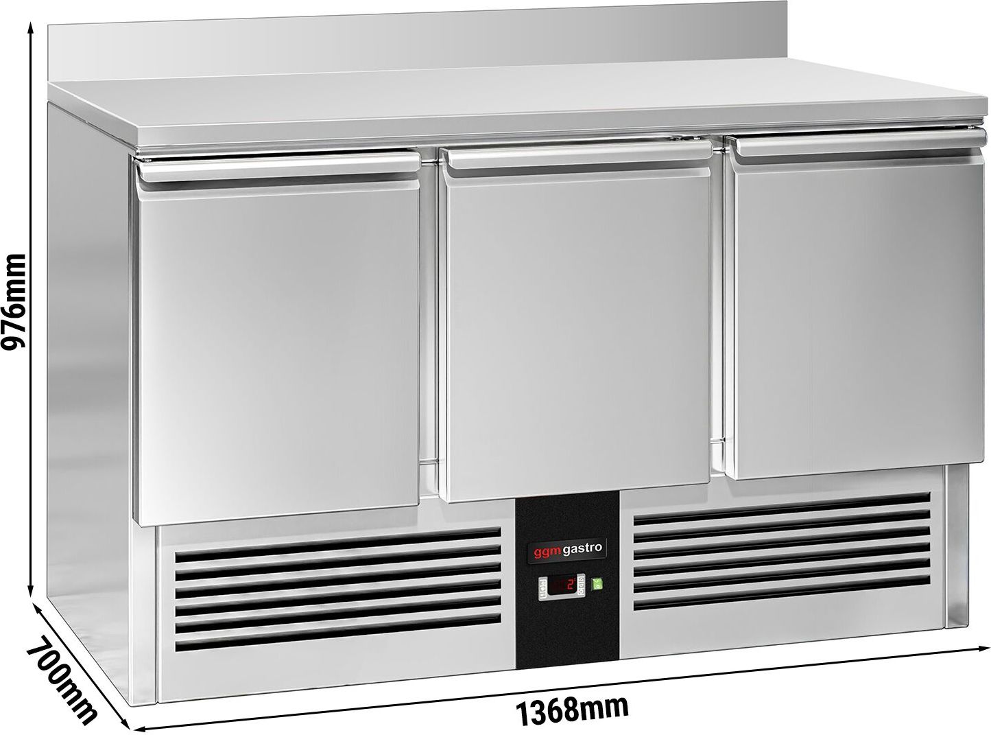 Chladicí stůl PREMIUM - 1370x700 mm - 3 dveře - zadní lišta