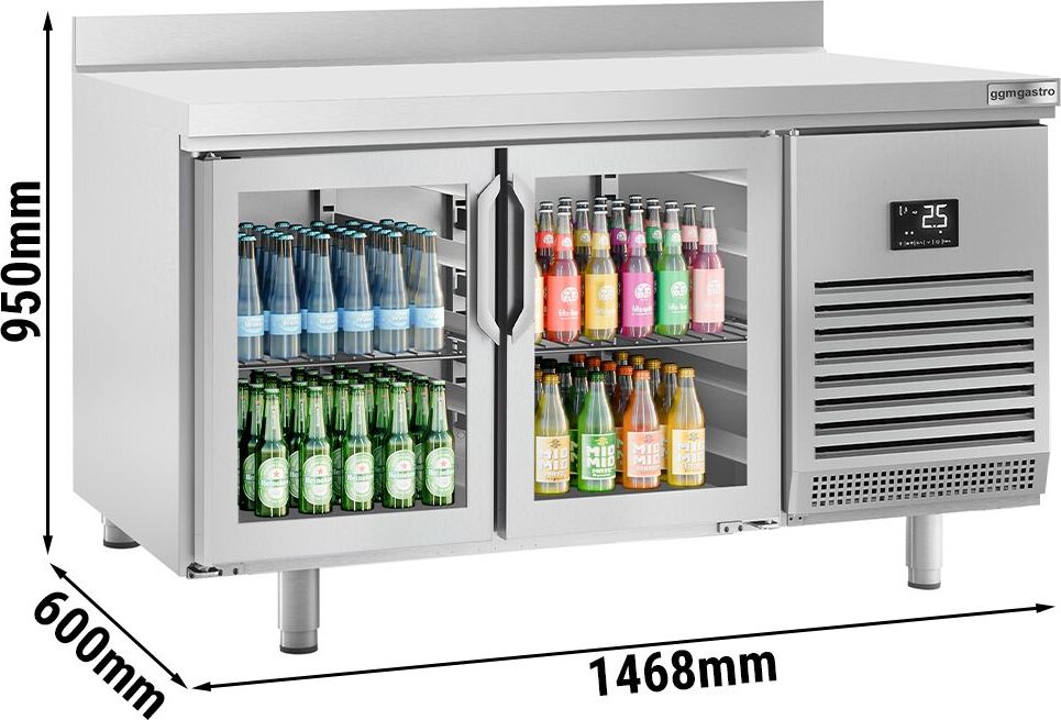 Chladicí stůl PREMIUM PLUS - 1468x600 mm - se 2 dveřmi - se zadní lištou