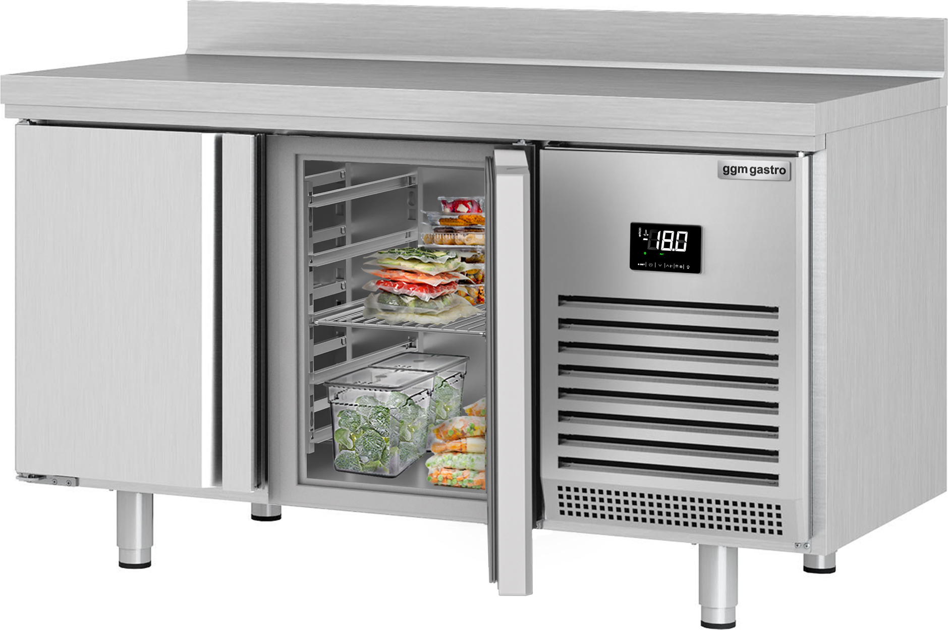 Mrazicí stůl PREMIUM PLUS - 1468x700 mm - se 2 dveřmi a zadní lištou