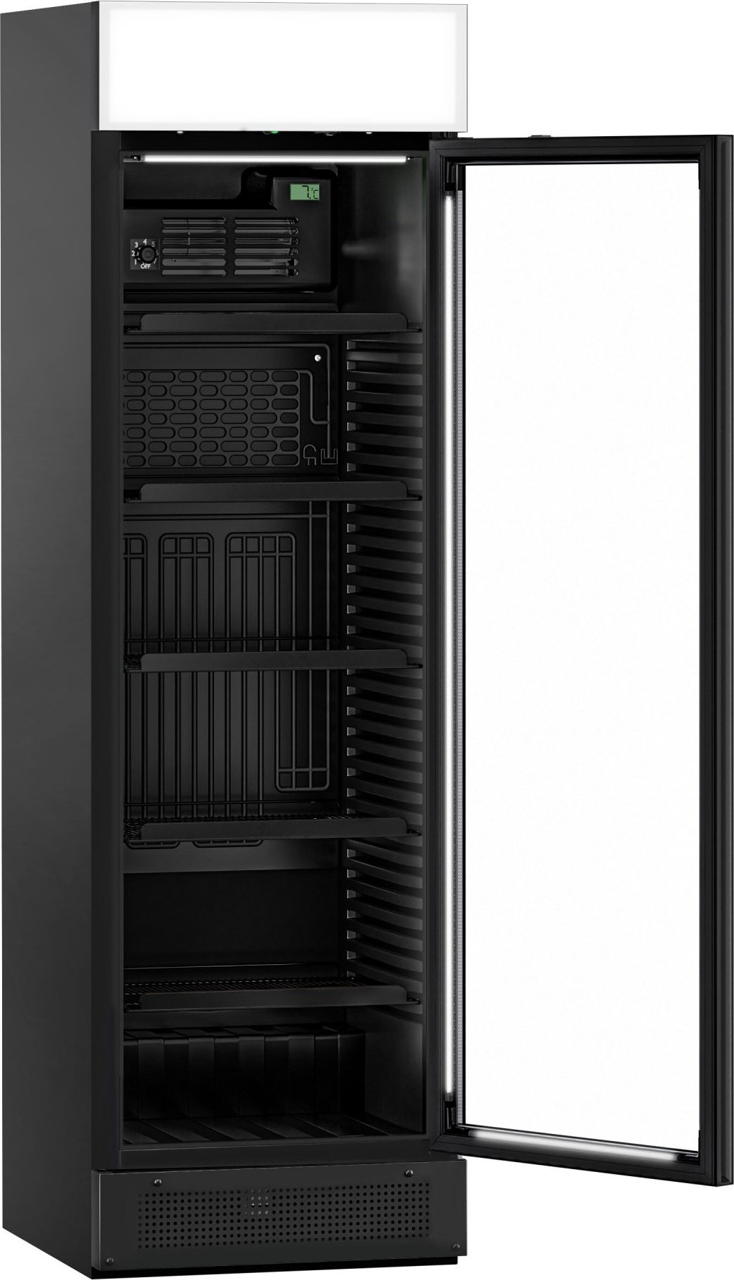 Lednice na nápoje - 345 mm - Bezrámové provedení - s 1 skleněnými dveřmi & reklamním displejem