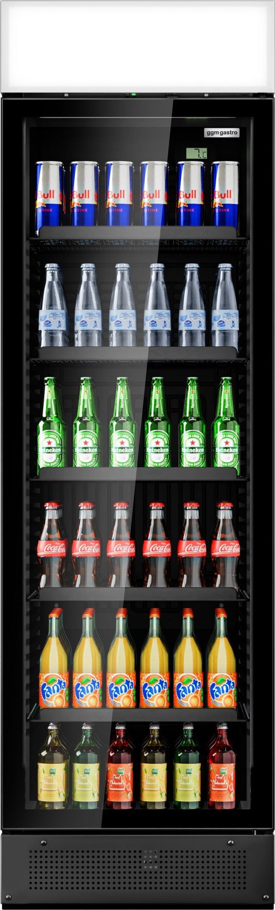 Lednice na nápoje - 345 mm - Bezrámové provedení - s 1 skleněnými dveřmi & reklamním displejem