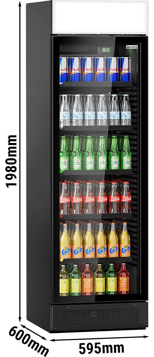Lednice na nápoje - 345 mm - Bezrámové provedení - s 1 skleněnými dveřmi & reklamním displejem