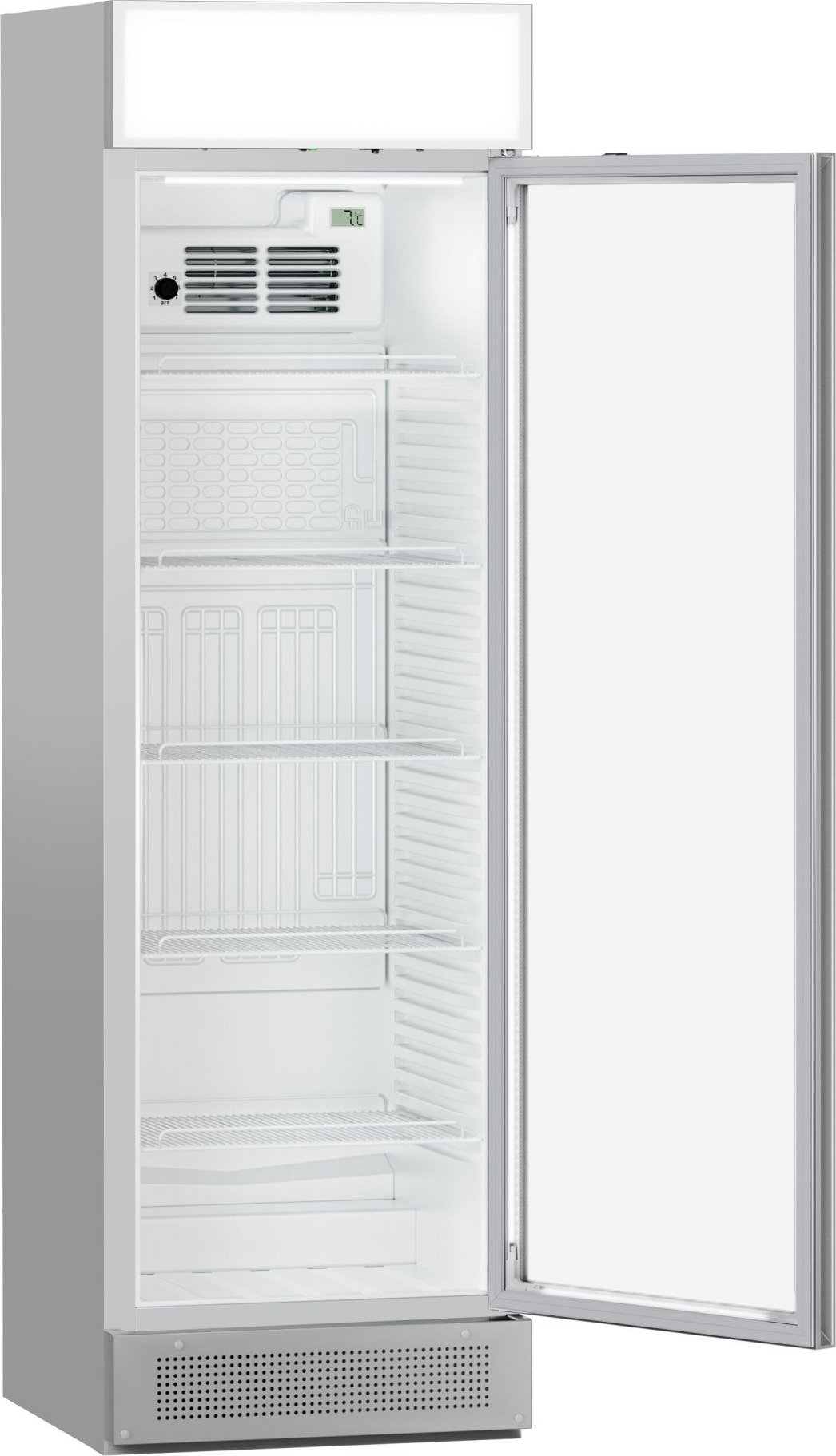 Lednice na nápoje - 595 mm - 358 l - bezrámové provedení - digitální teploměr - s 1 skleněné dveře & osvětleným reklamním displejem