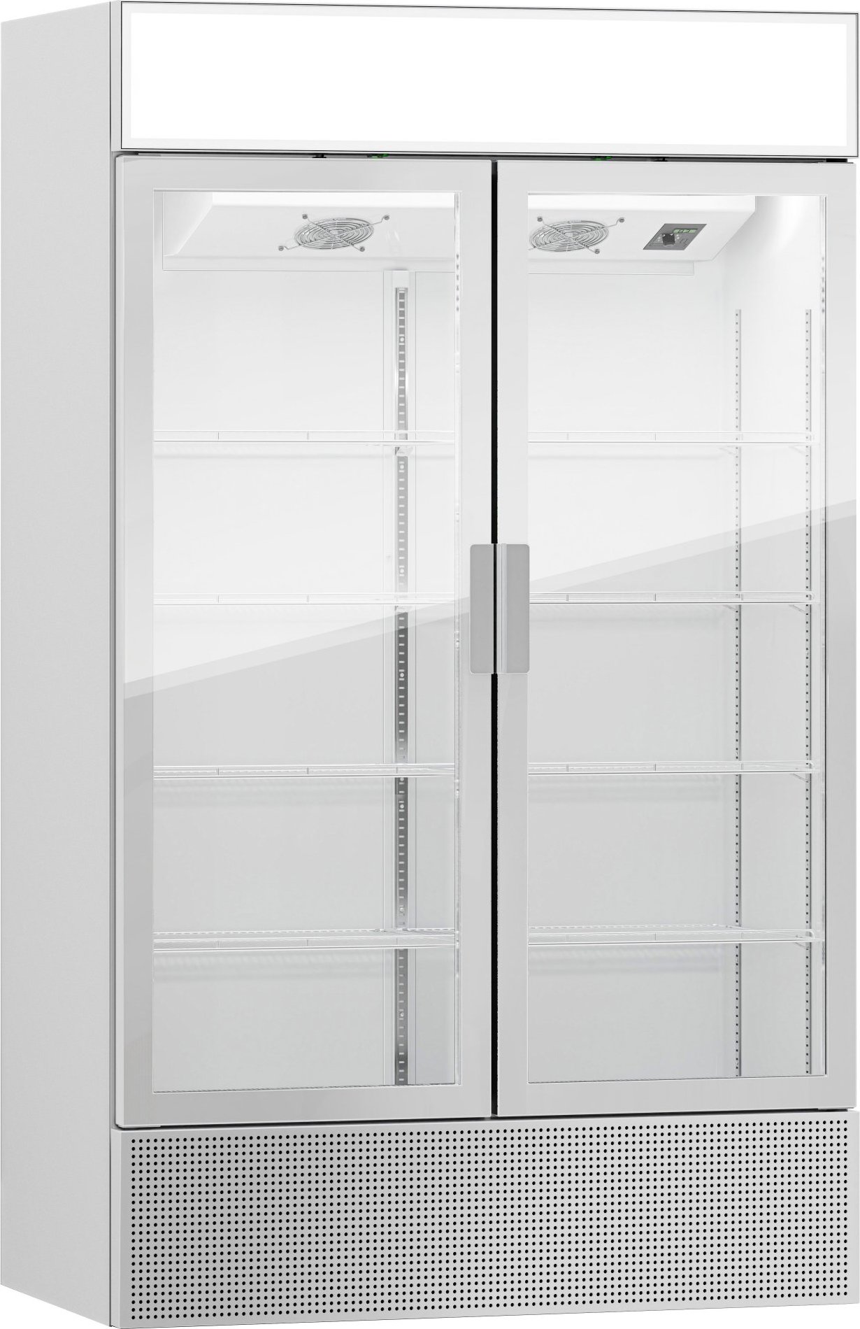 Lednice na nápoje - bezrámové provedení - s 2 skleněné dveře & osvětleným reklamním displejem - 1 200 l - 1 200 mm