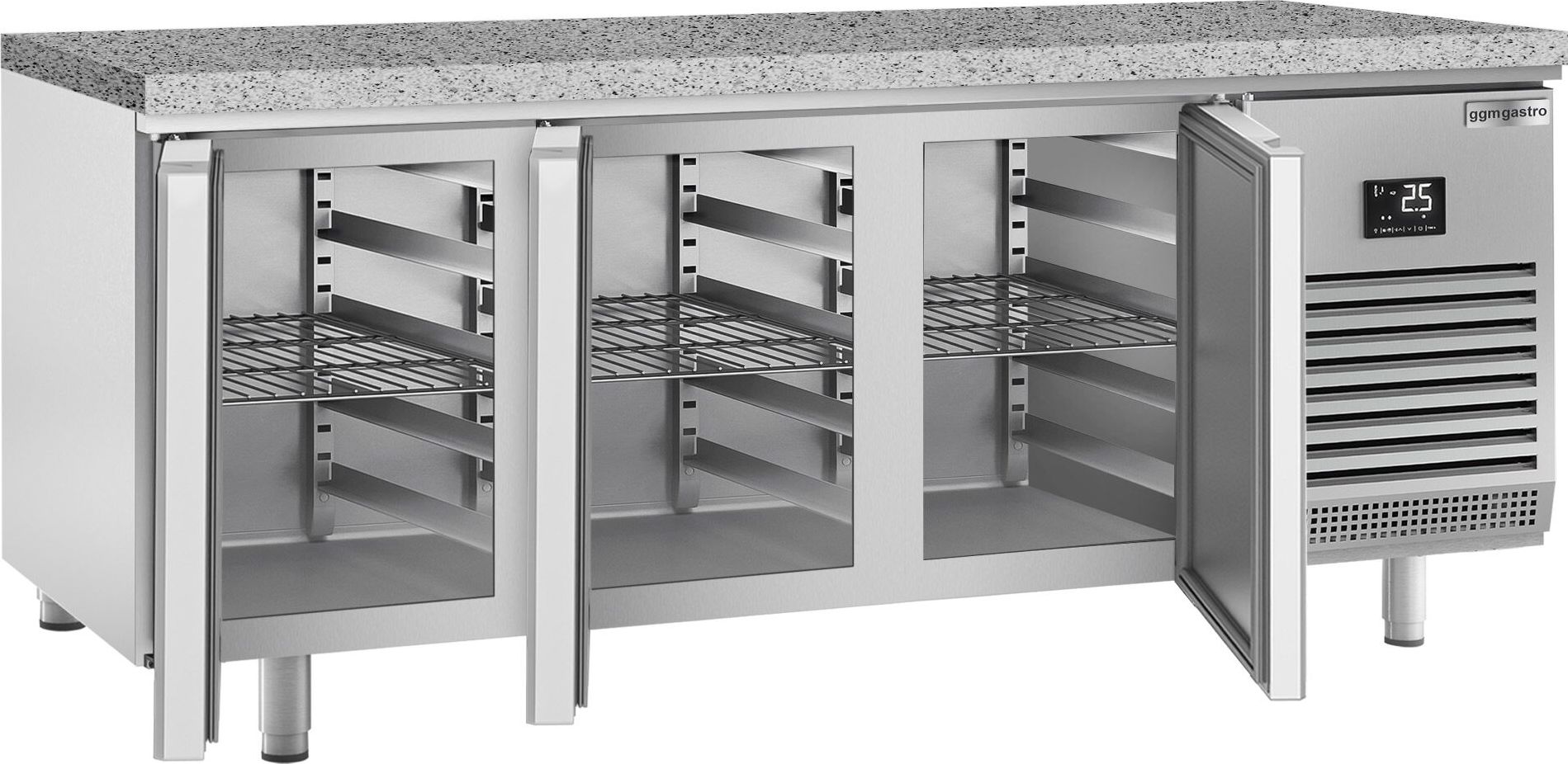 Pekárenský chladicí stůl PREMIUM PLUS - 2185x800 mm - se 3 dveřmi - žulová pracovní deska