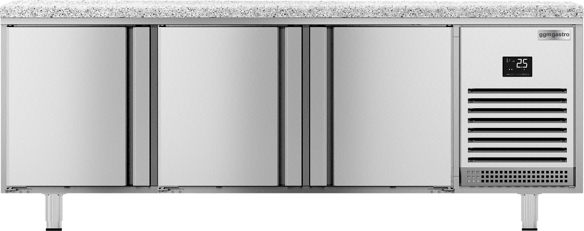 Pekárenský chladicí stůl PREMIUM PLUS - 2185x800 mm - se 3 dveřmi - žulová pracovní deska