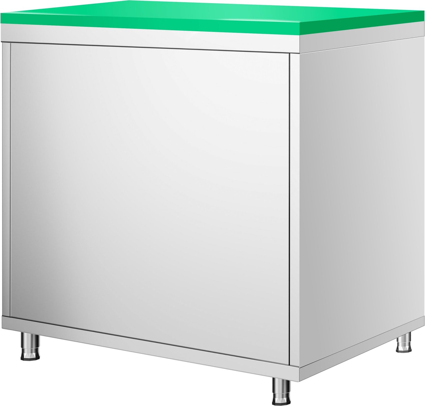 Nerezová pracovní skříňka PREMIUM - 800x600 mm - se 2 křídlovými dveřmi - vč. zelené krájecí desky