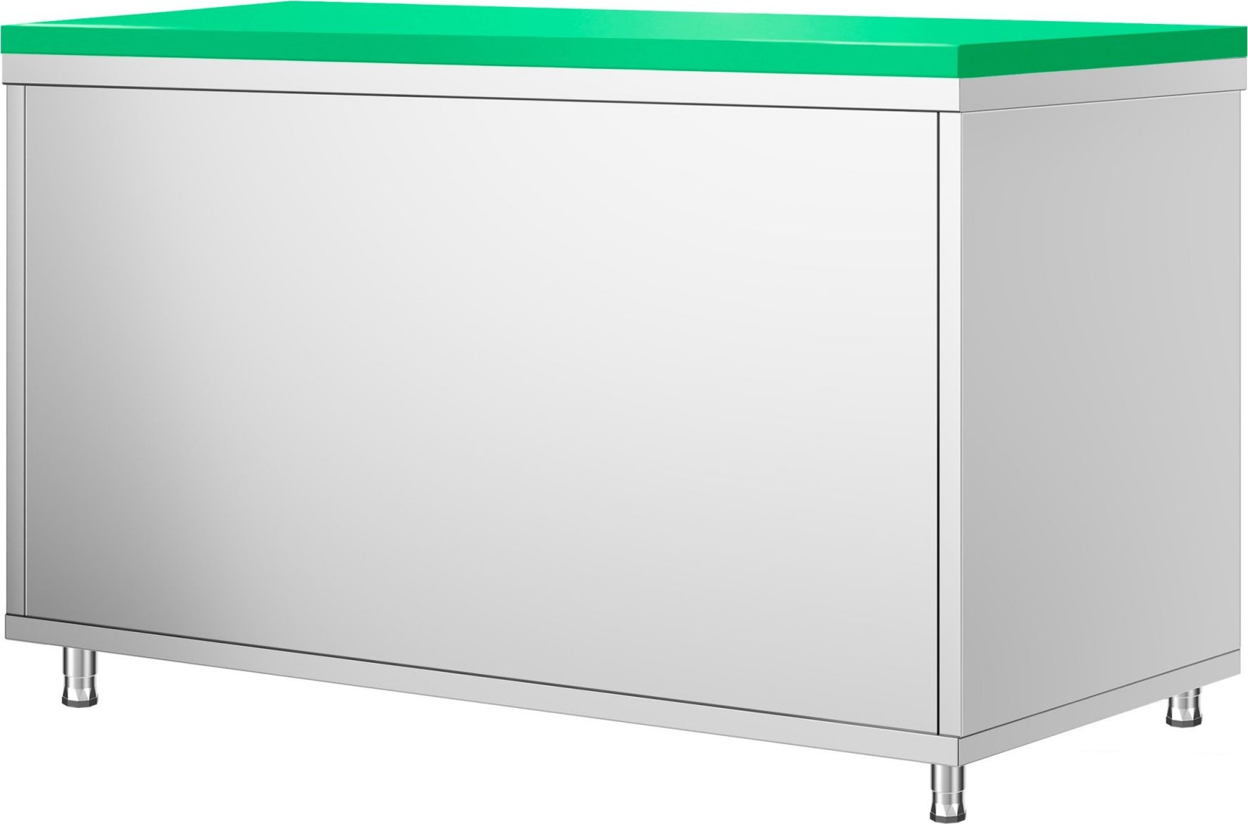 Nerezová pracovní skříňka PREMIUM - 1400x600 mm - s posuvnými dveřmi - vč. zelené krájecí desky