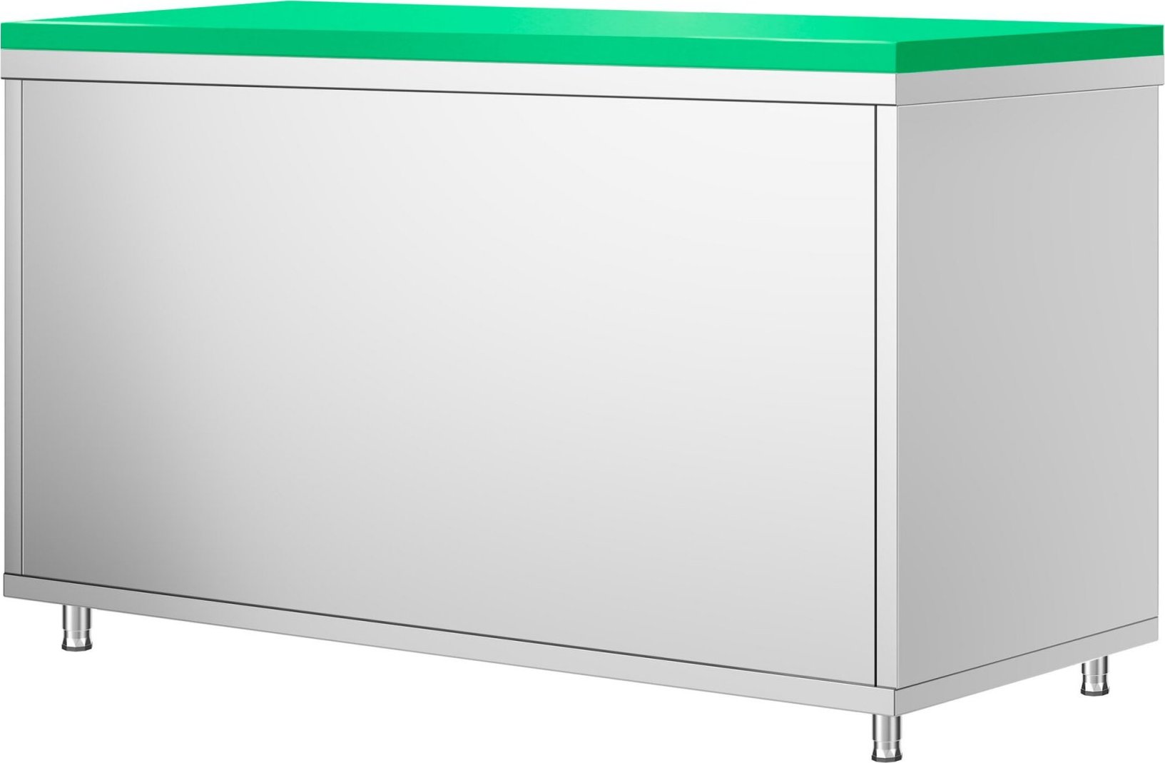 Nerezová pracovní skříňka PREMIUM - 1600x600 mm - s posuvnými dveřmi - vč. zelené krájecí desky