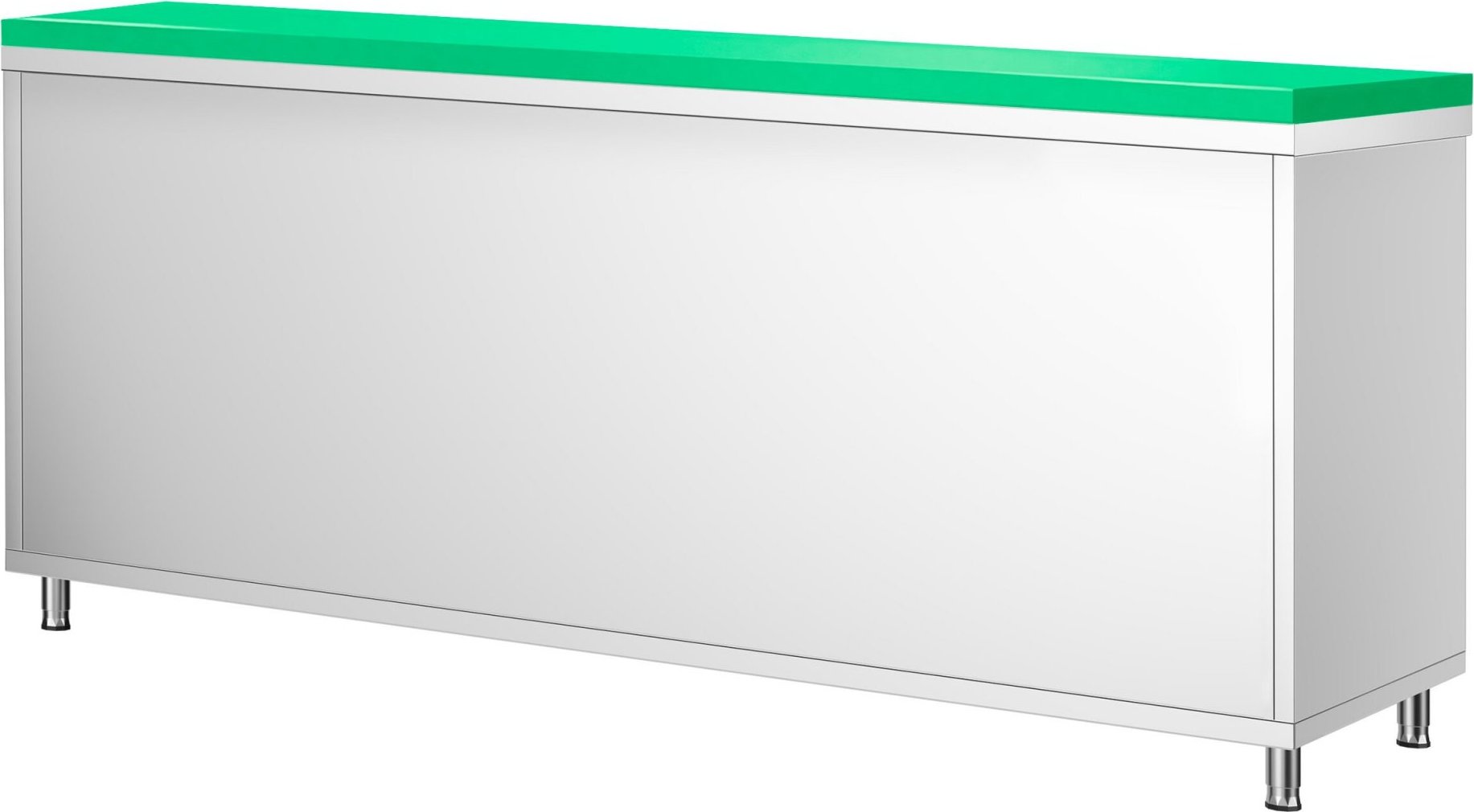 Nerezová pracovní skříňka PREMIUM - 2000x600 mm - s posuvnými dveřmi - vč. zelené krájecí desky