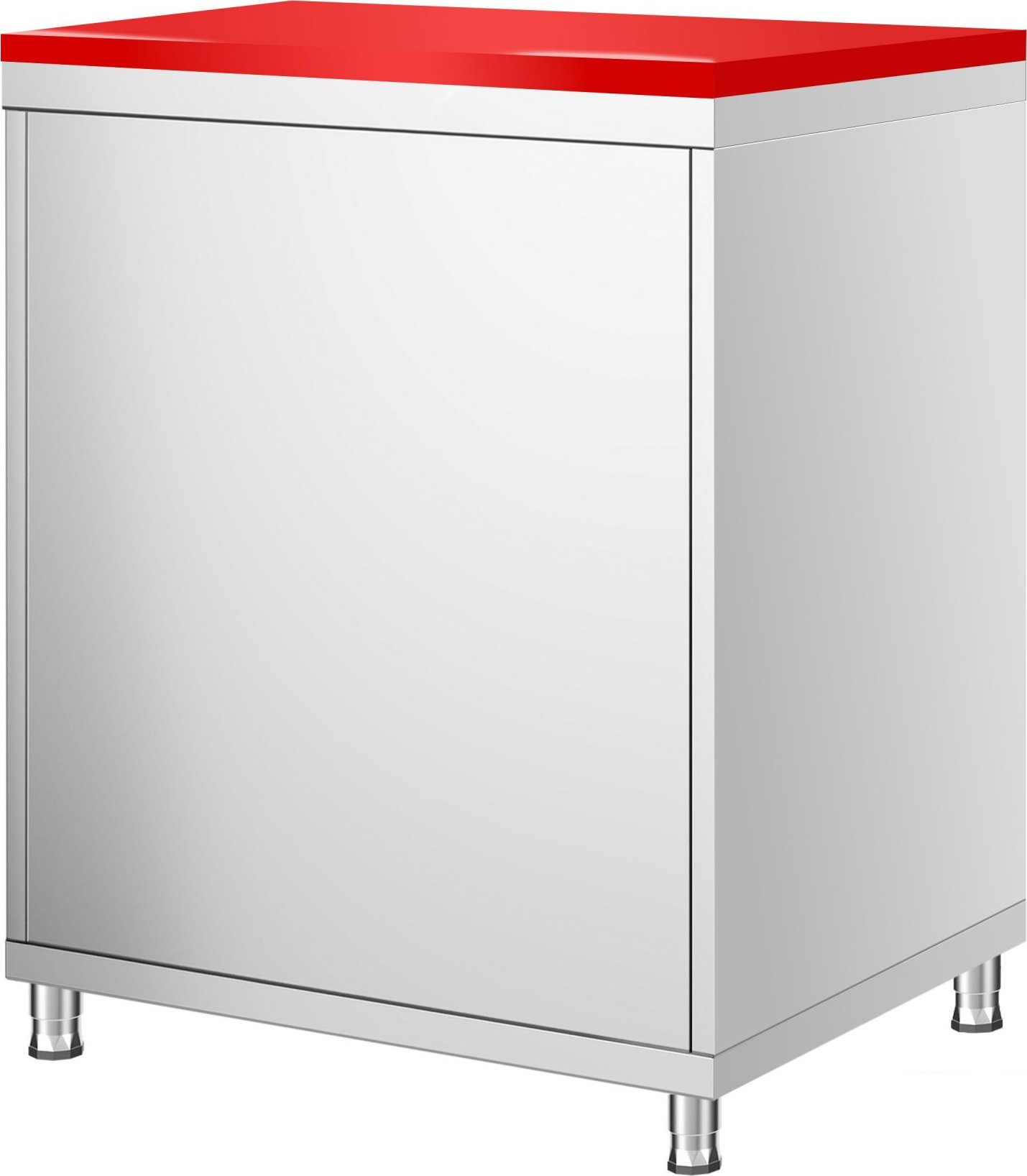 Nerezová pracovní skříňka PREMIUM - 600x600 mm - se 1 křídlovými dveřmi - vč. červené krájecí desky