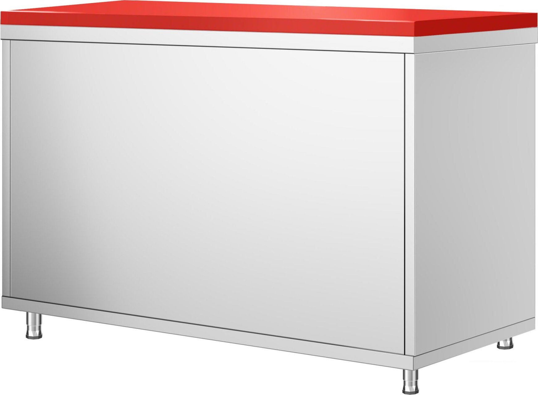 Nerezová pracovní skříňka PREMIUM - 1200x600 mm - s posuvnými dveřmi - vč. červené krájecí desky