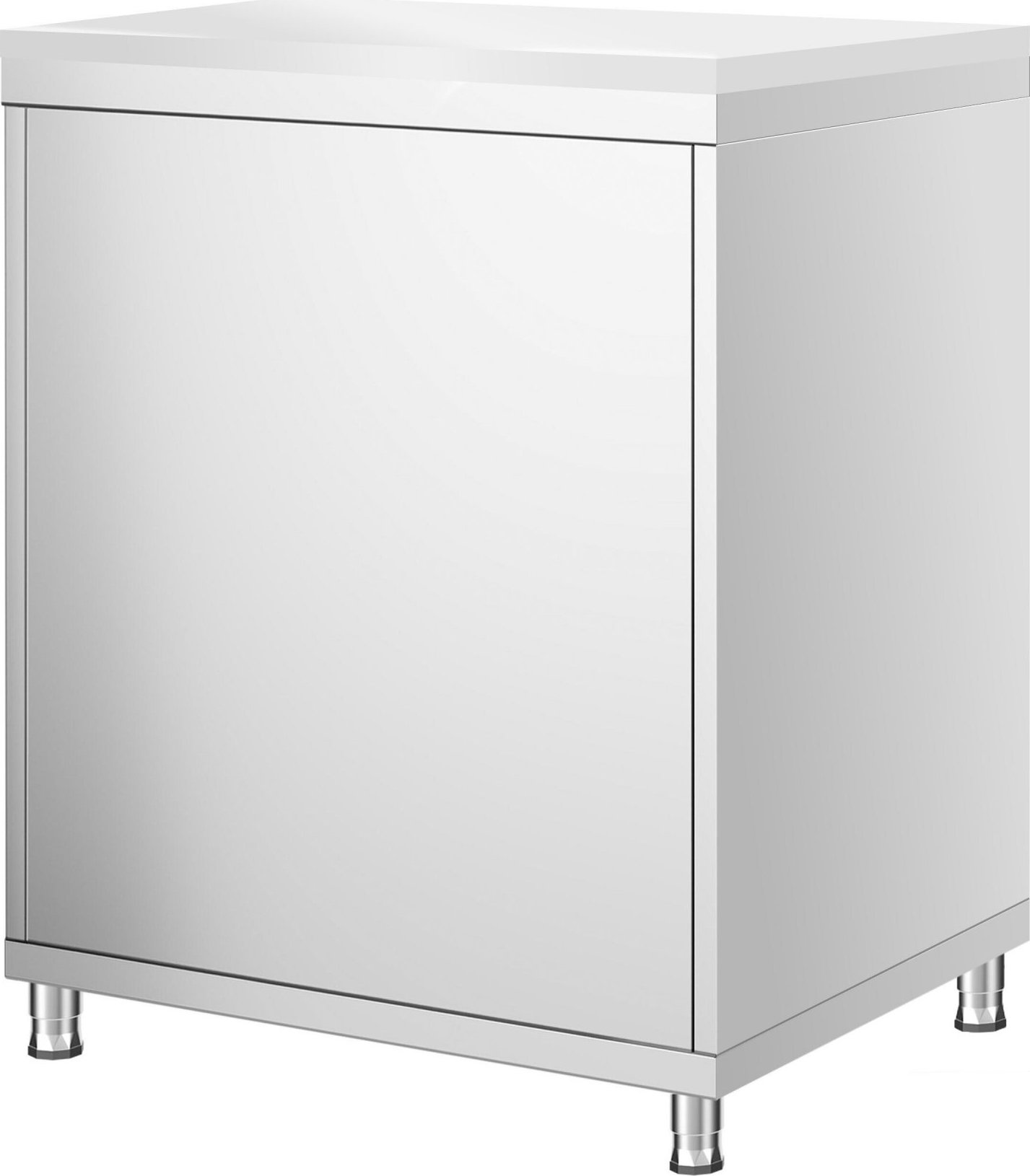 Nerezová pracovní skříňka PREMIUM - 600x600 mm - se 1 křídlovými dveřmi - vč. bílé krájecí desky