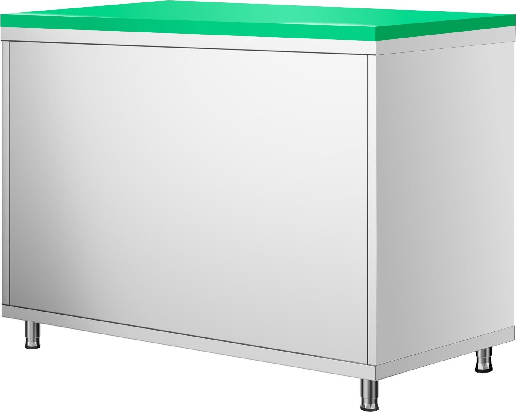 Nerezová pracovní skříňka PREMIUM - 1000x700 mm - s posuvnými dveřmi - vč. zelené krájecí desky