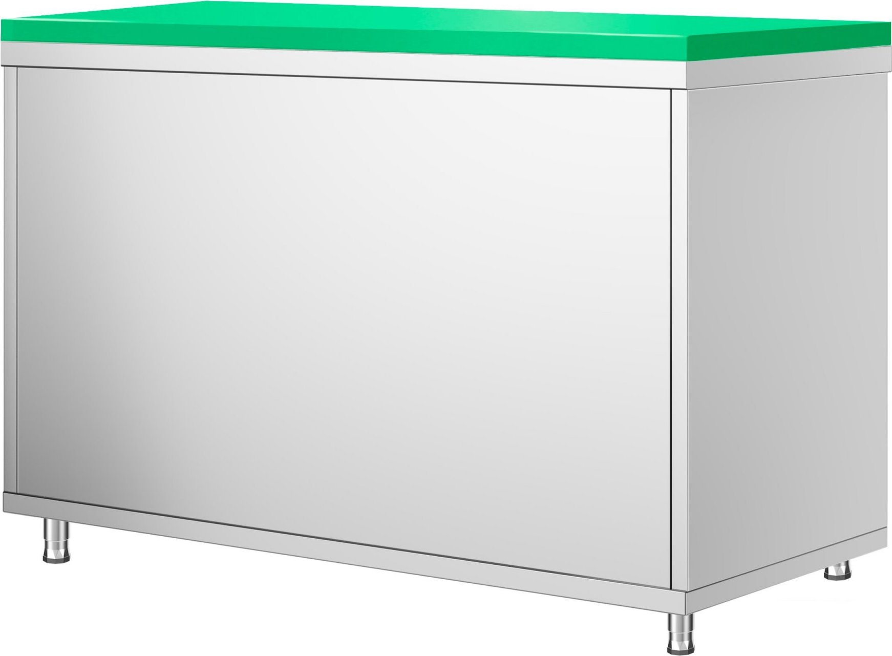 Nerezová pracovní skříňka PREMIUM - 1200x700 mm - S posuvnými dveřmi - Vč. zelené krájecí desky