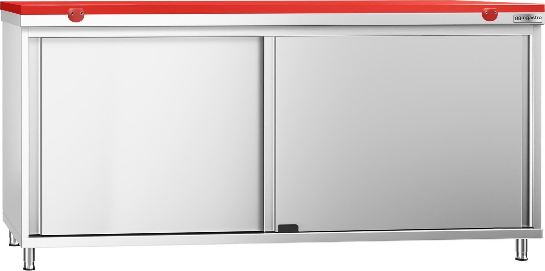 Nerezová pracovní skříňka PREMIUM - 1800x700 mm - s posuvnými dveřmi - vč. červené krájecí desky