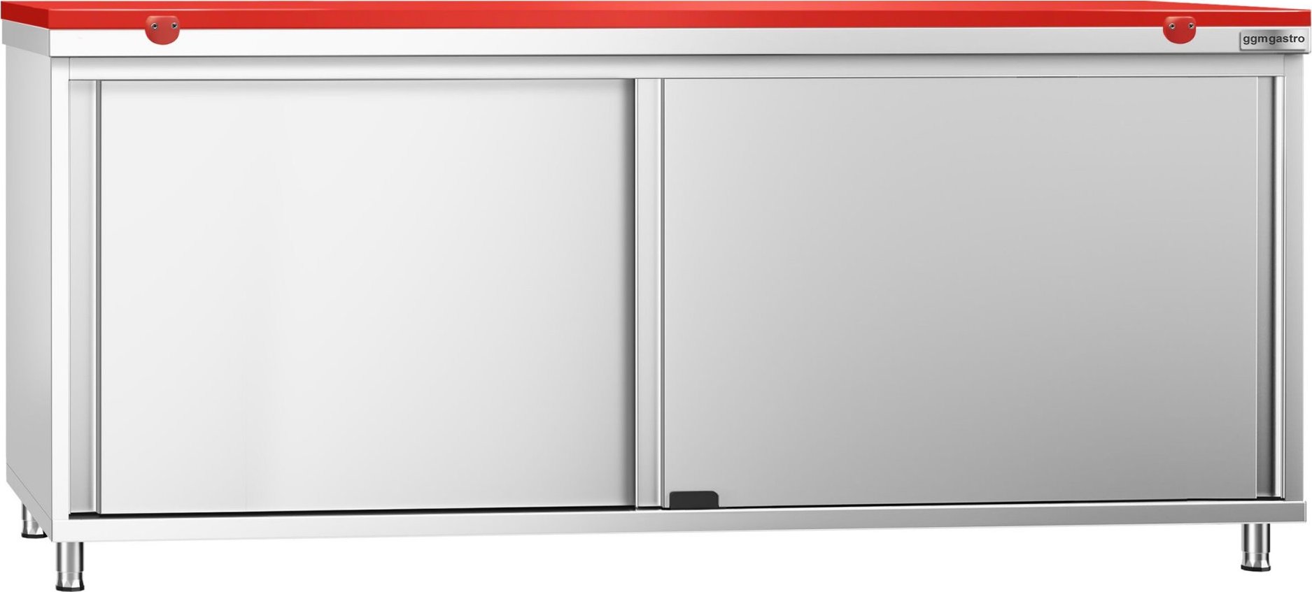 Pracovní skříň z nerezové oceli PREMIUM - 2000x700mm - s posuvnými dveřmi bez lišty vč. řezací desky