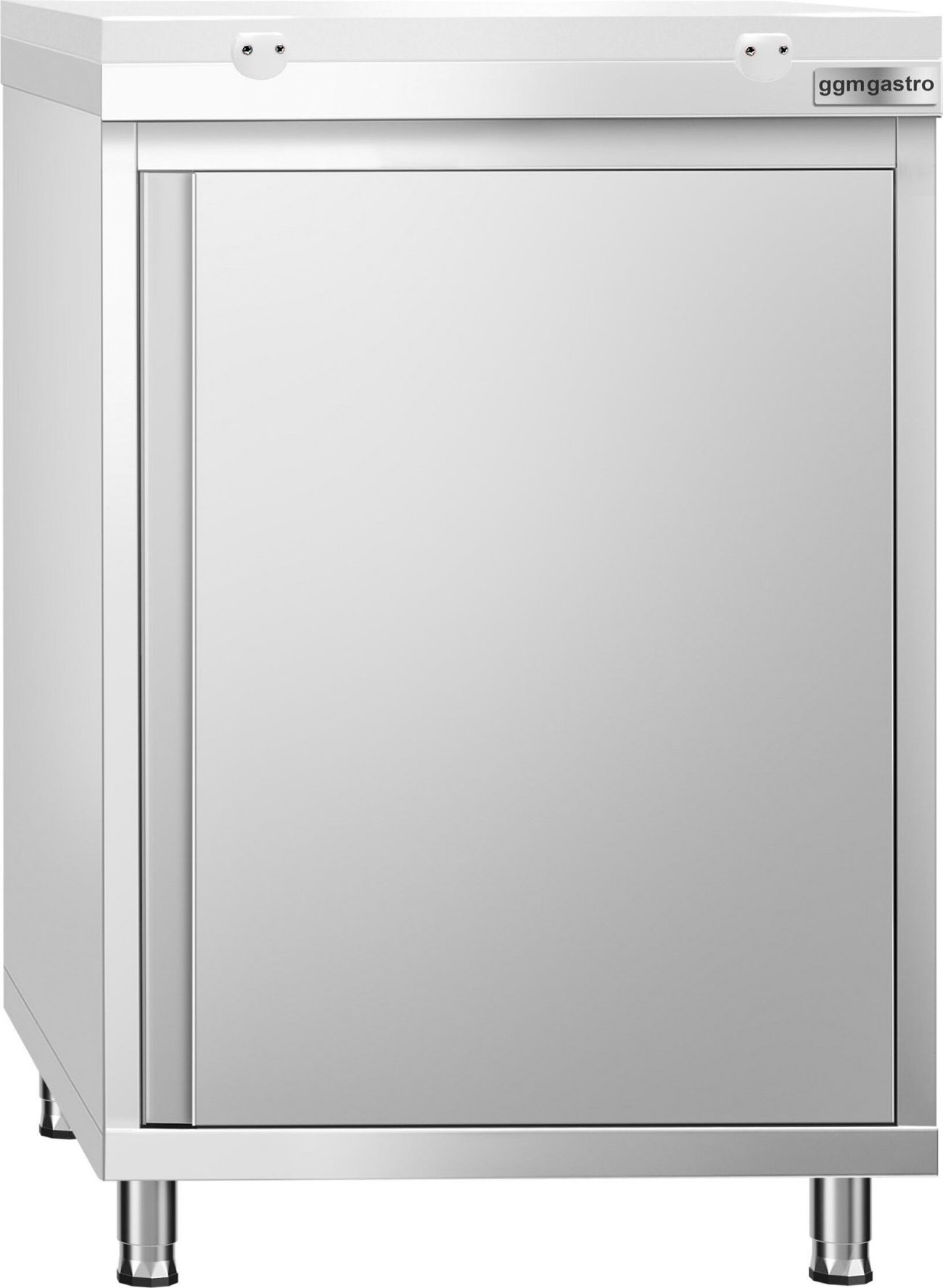 Nerezová pracovní skříňka PREMIUM - 600x700 mm - se 1 křídlovými dveřmi - vč. bílé krájecí desky