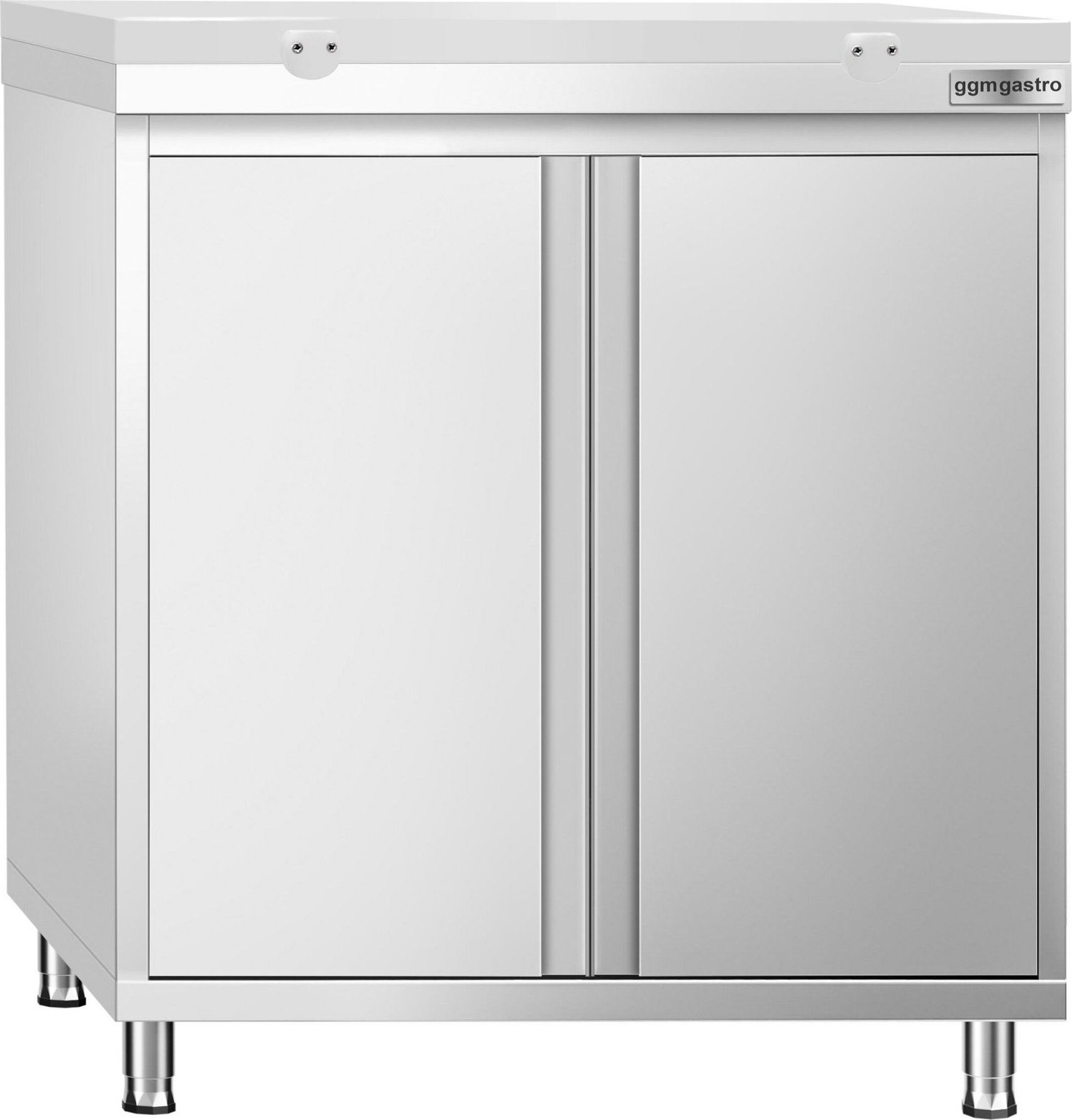 Nerezová pracovní skříňka PREMIUM - 800x700 mm - se 2 křídlovými dveřmi - vč. bílé krájecí desky