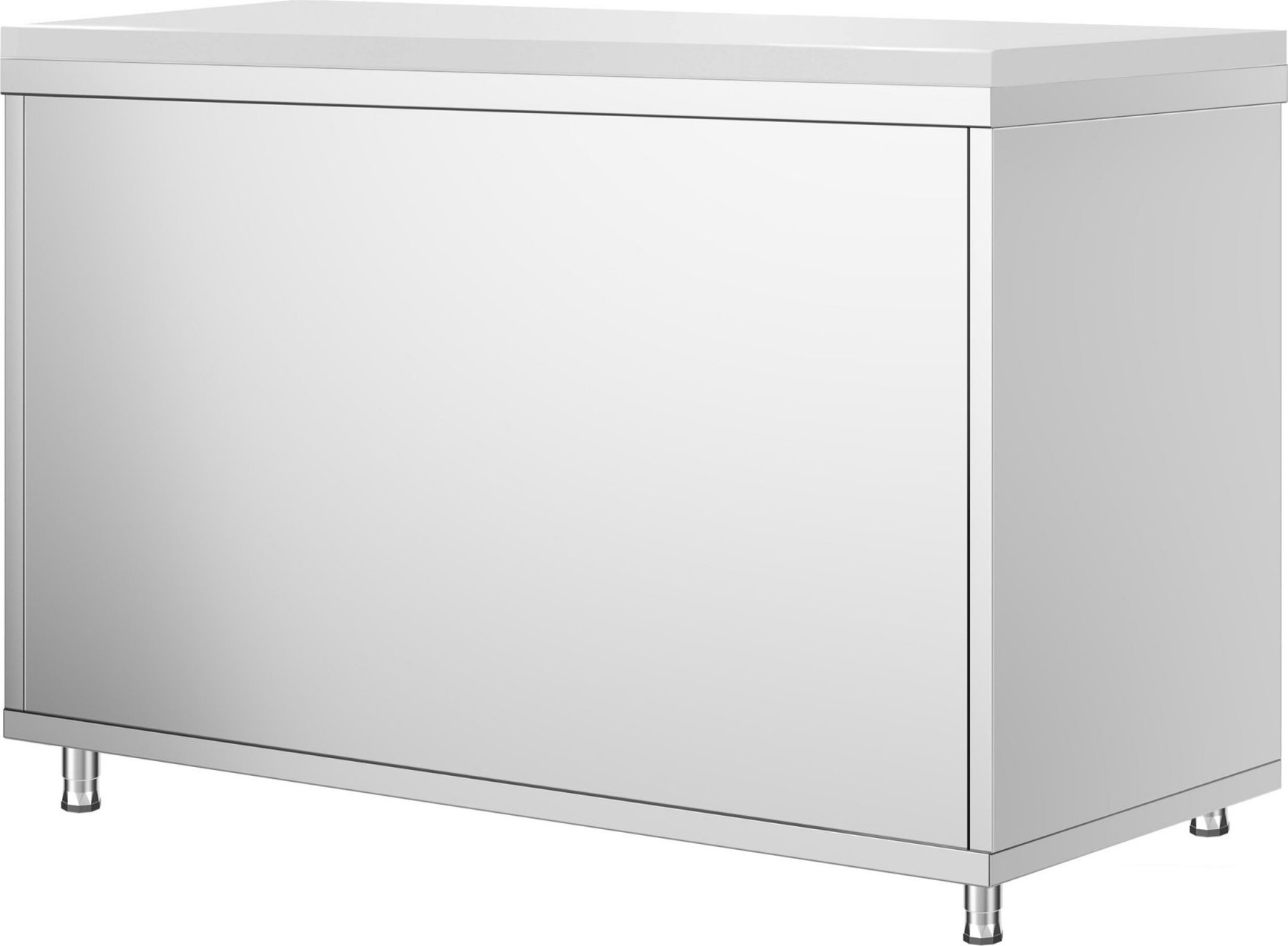Nerezová pracovní skříňka PREMIUM - 1200x700 mm - S posuvnými dveřmi - vč. krájecí bílé desky
