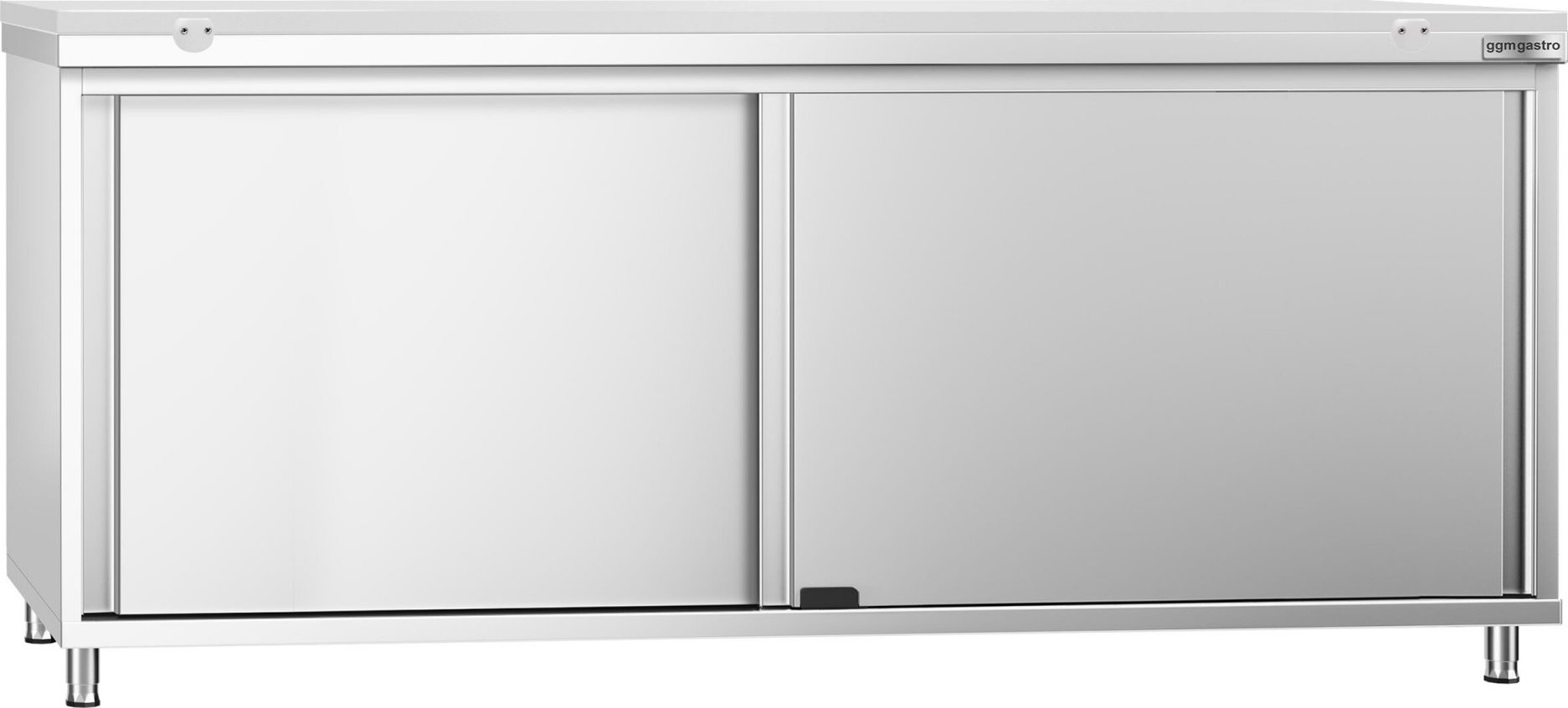 Nerezová pracovní skříňka PREMIUM - 2000x700 mm - s posuvnými dveřmi - vč. bílé krájecí desky