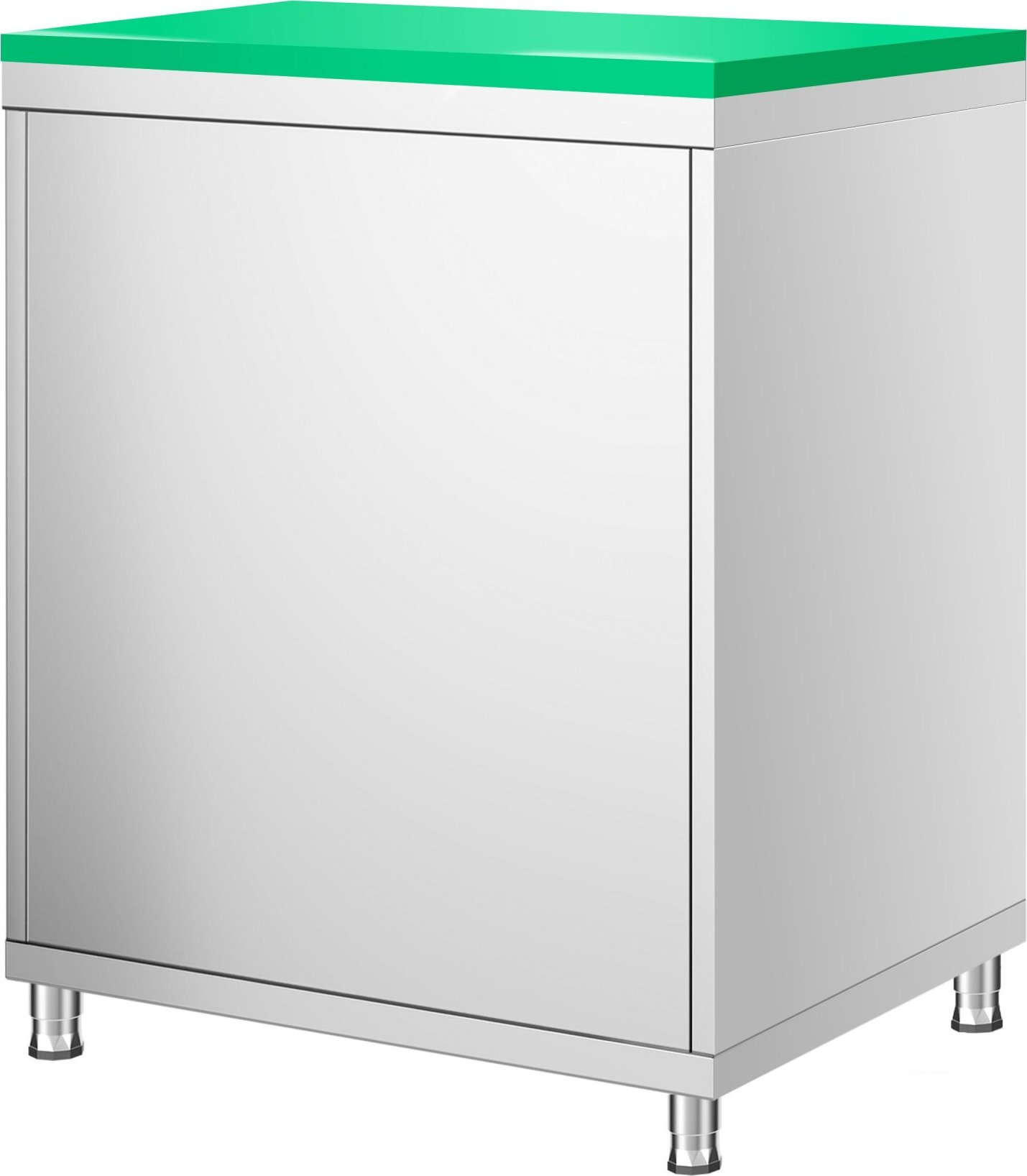 Nerezová pracovní skříňka PREMIUM - 600x700 mm - se 1 křídlovými dveřmi - vč. zelené krájecí desky