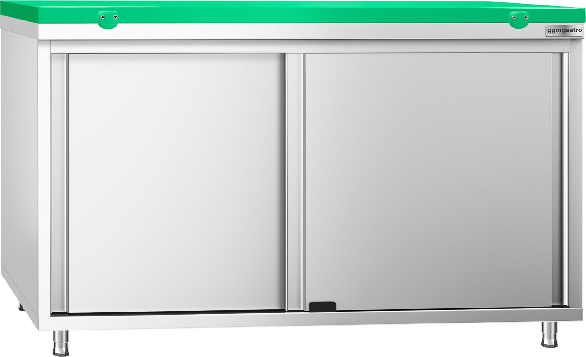 Nerezová pracovní skříňka PREMIUM - 1400x800 mm - s posuvnými dveřmi - vč. krájecí desky Zelená