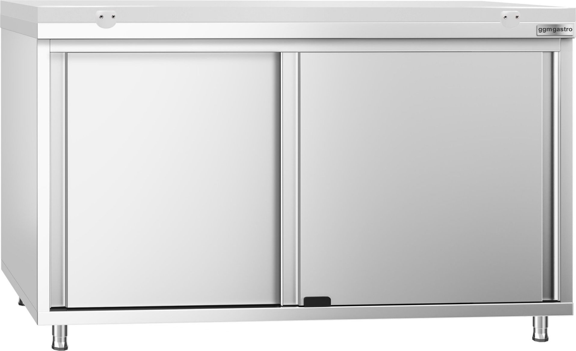 Nerezová pracovní skříňka PREMIUM - 1400x800 mm - s posuvnými dveřmi - vč. bílé krájecí desky