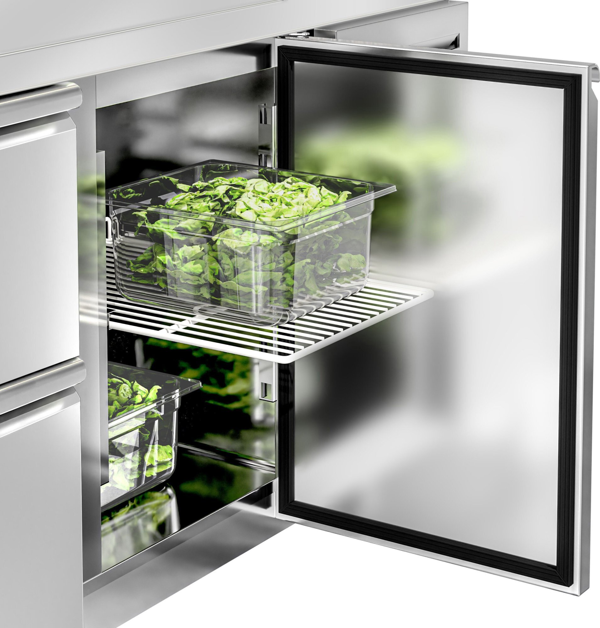 Chladicí stůl ECO - 2230x700 mm - s 1 dveřmi - s 6 zásuvkami - se zadní lištou