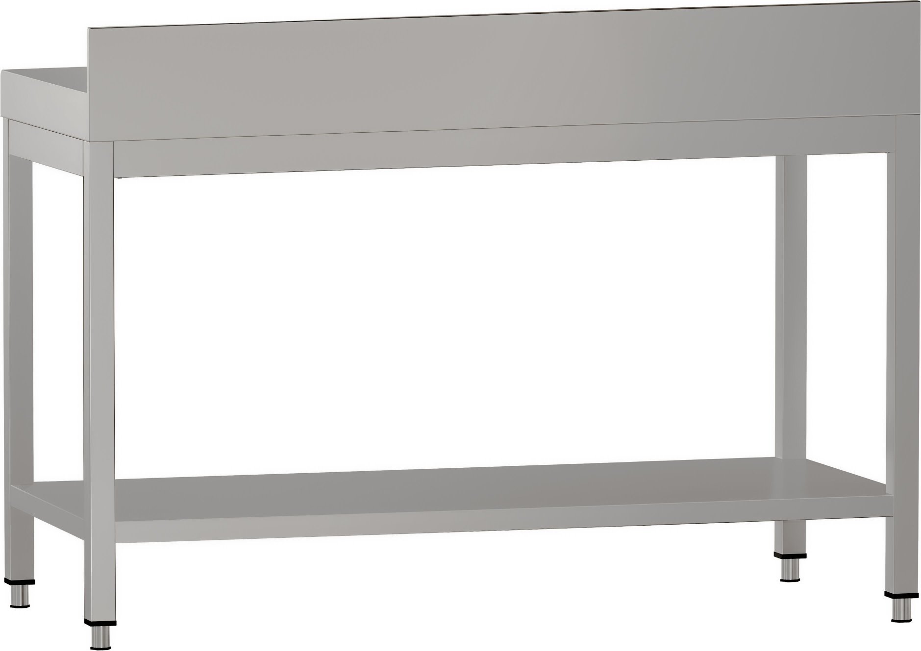 Nerezový pracovní stůl ECO - 1200x700 mm - Se spodní policí a zadní lištou