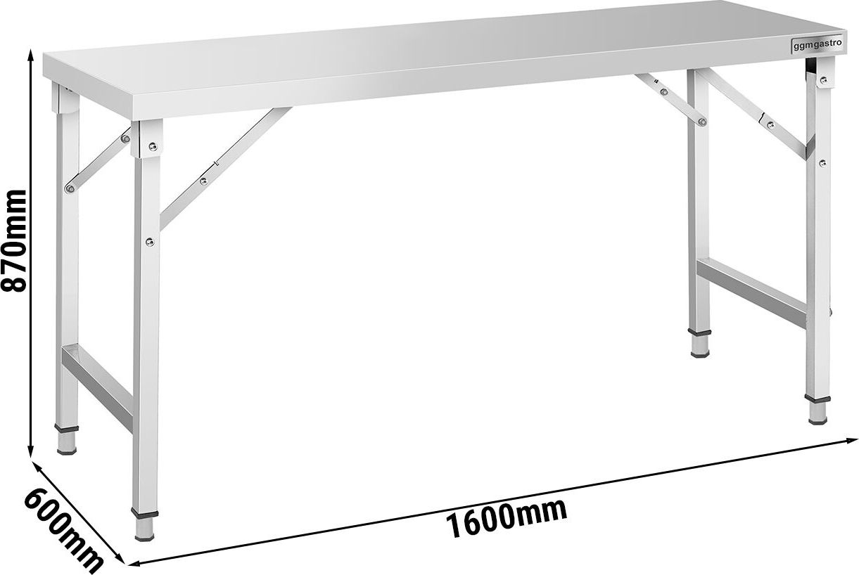 Nerezový pracovní stůl - skládací - 1600x600 mm