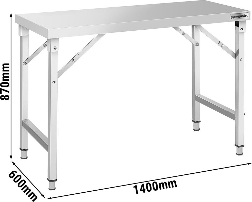 Nerezový pracovní stůl - skládací - 1400x600 mm