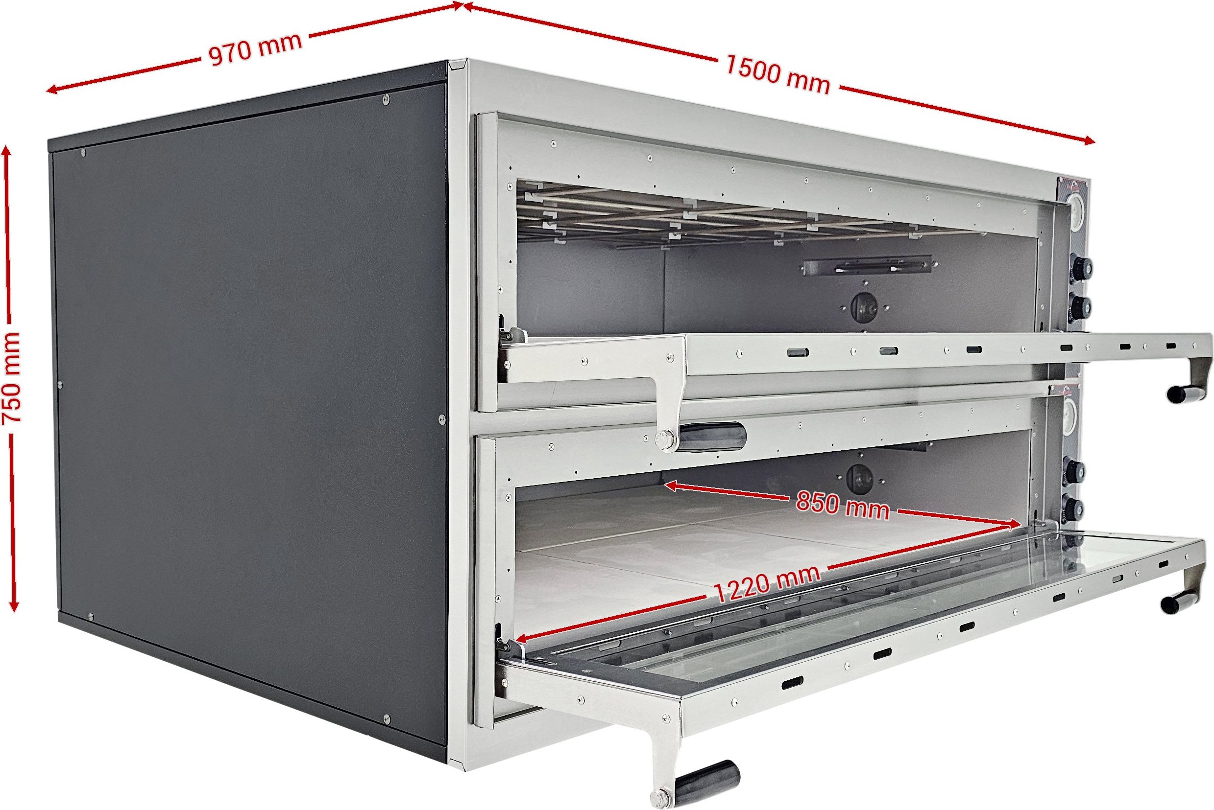 Elektrická pizza pec – dvoupatrová, 20,4 kW, 32 cm pizza, 2× 6 ks