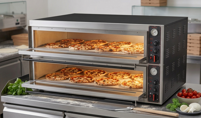Elektrická pizza pec – dvoupatrová, 20,4 kW, 32 cm pizza, 2× 6 ks