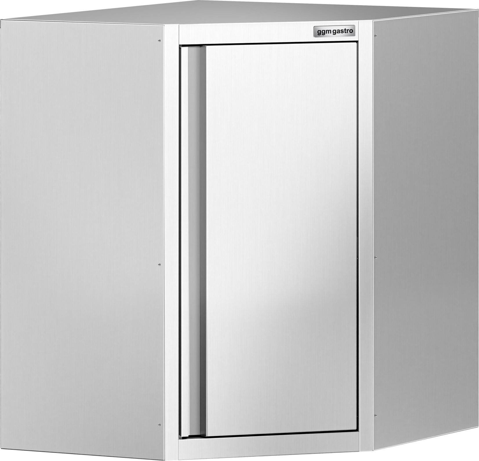 Nerezová rohová nástěnná skříňka - 700x700 mm - s křídlovými dveřmi - výška 800 mm