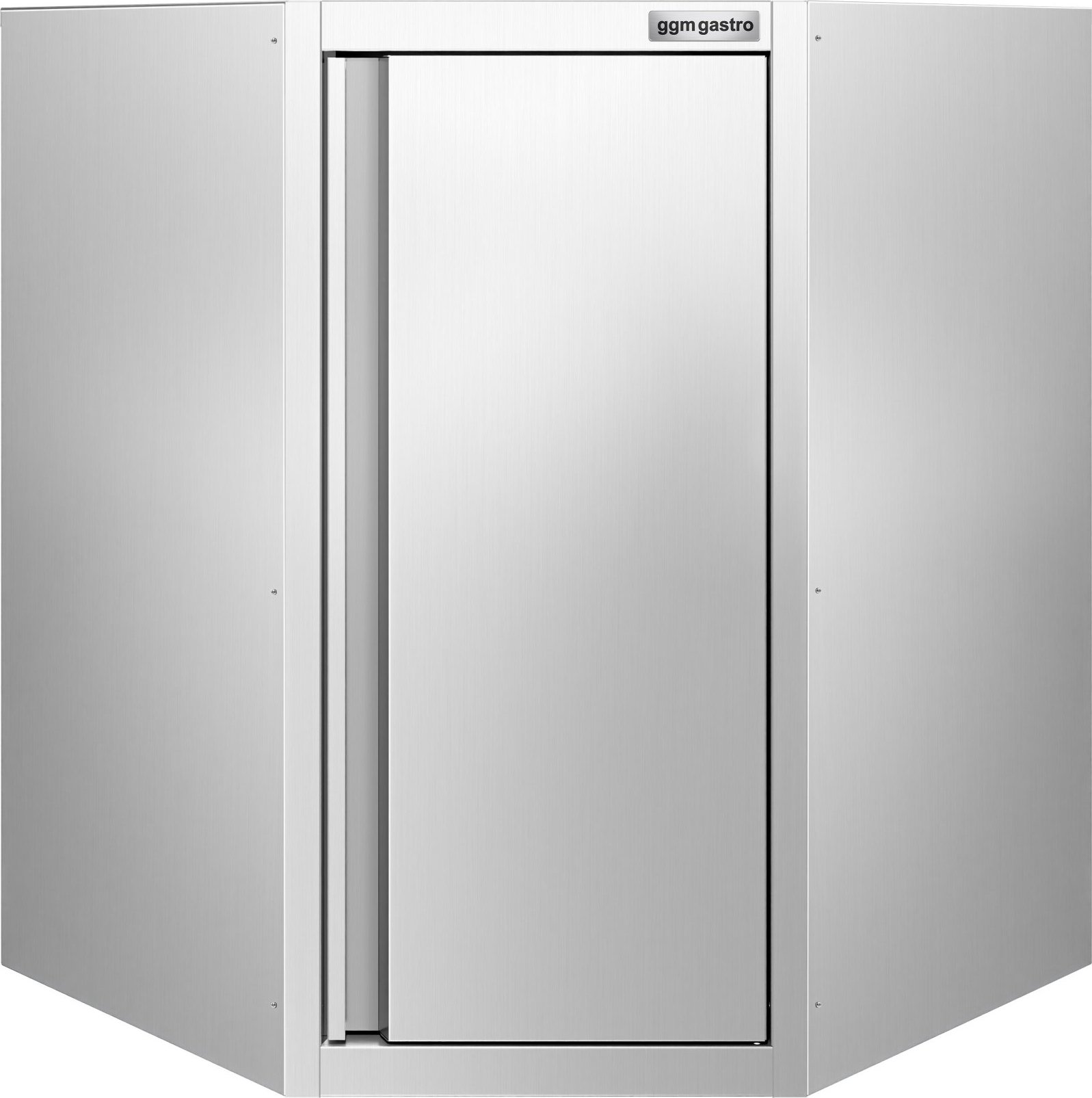 Nerezová rohová nástěnná skříňka - 700x700 mm - s křídlovými dveřmi - výška 800 mm