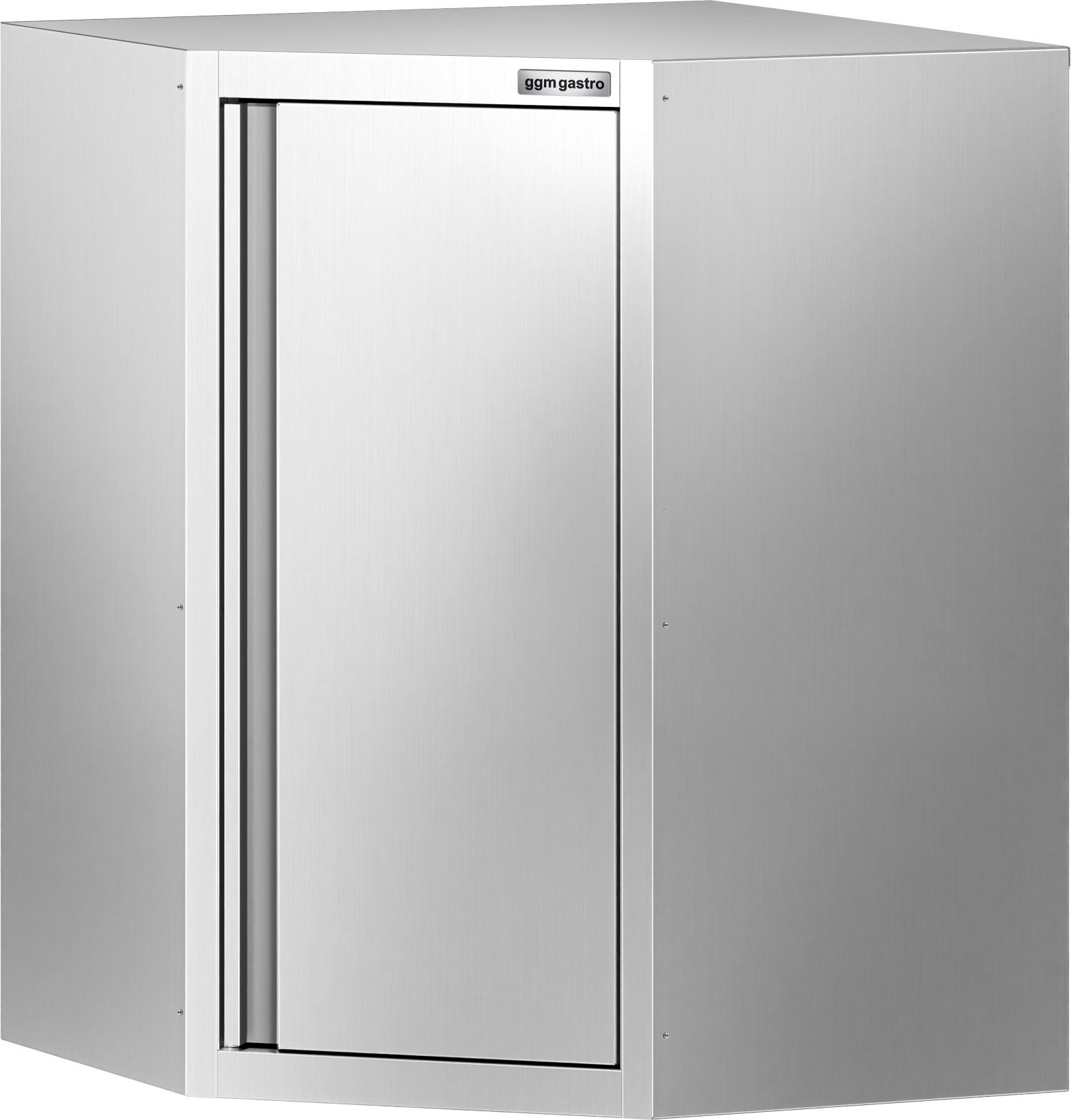 Nerezová rohová nástěnná skříňka - 700x700 mm - s křídlovými dveřmi - výška 800 mm