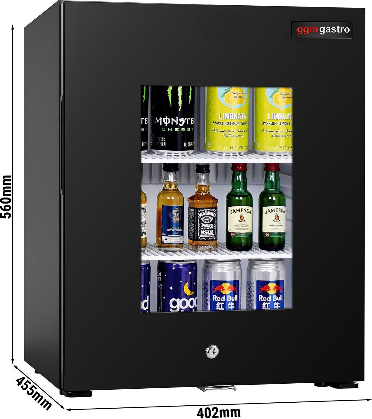 Minibarová lednička - 402 mm - 36 L - s 1 skleněnými dveřmi