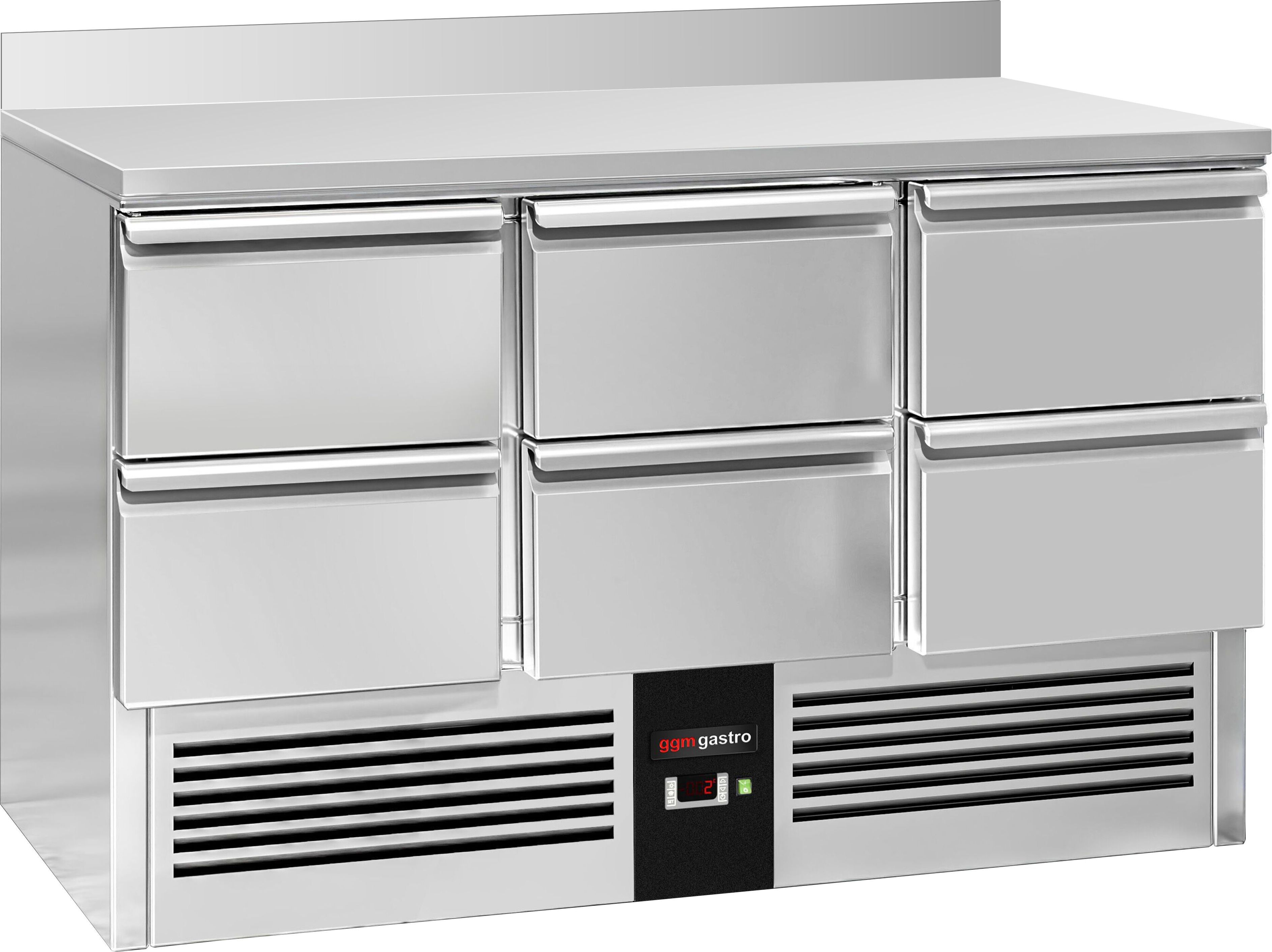 Chladicí stůl PREMIUM - 1365x700 mm - 6 zásuvek - zadní lišta